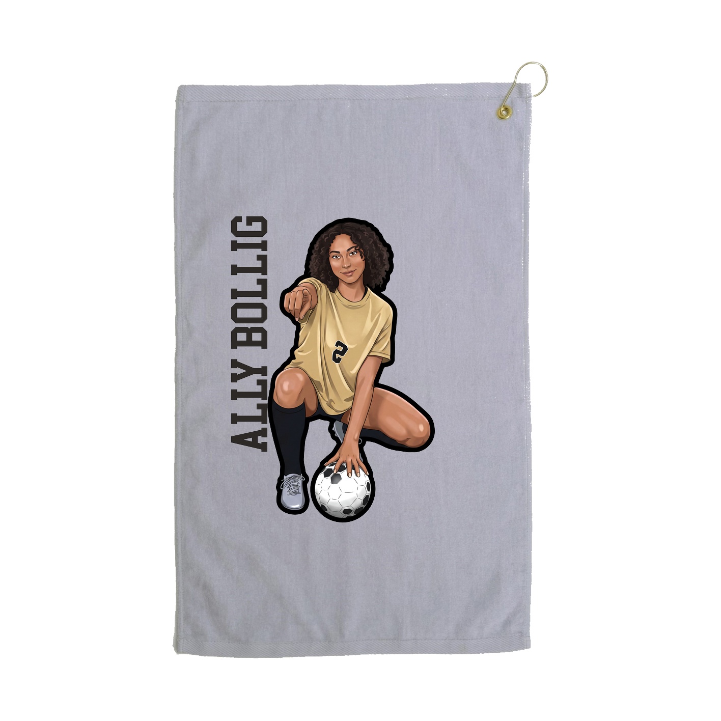 Golf Towel — Name Vertical in Grey