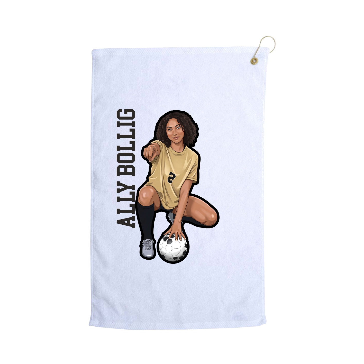 Golf Towel — Name Vertical in White
