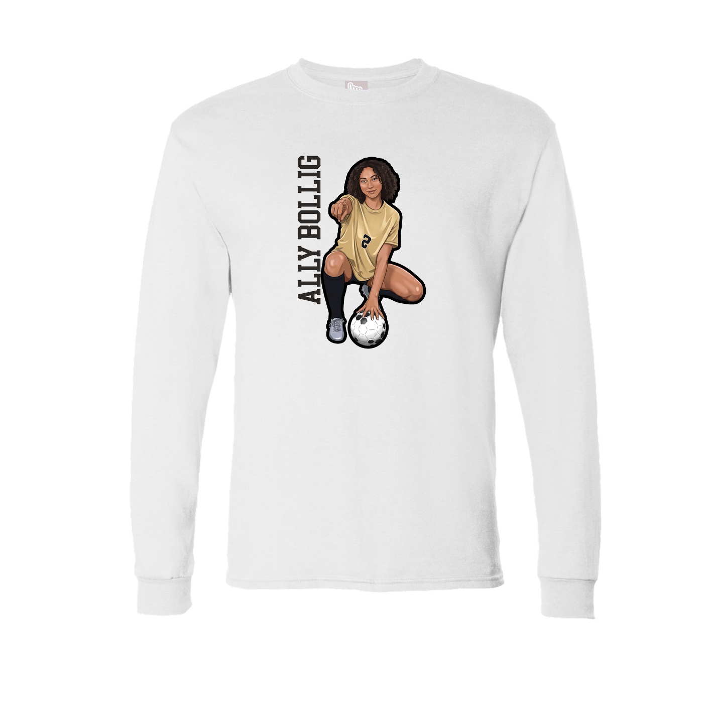 Long Sleeve Tee — Name Vertical in White