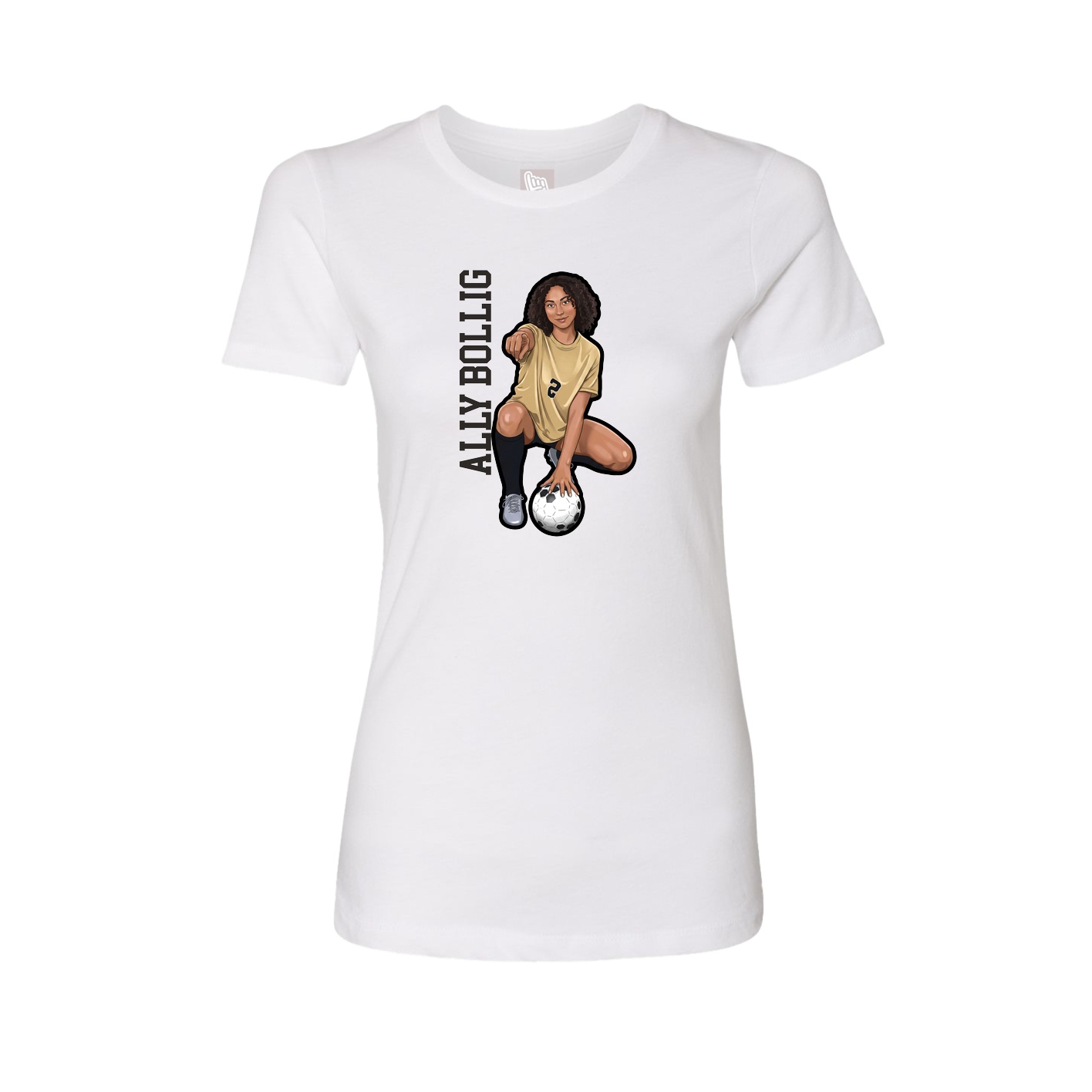 Fitted Women's Tee — Name Vertical in White