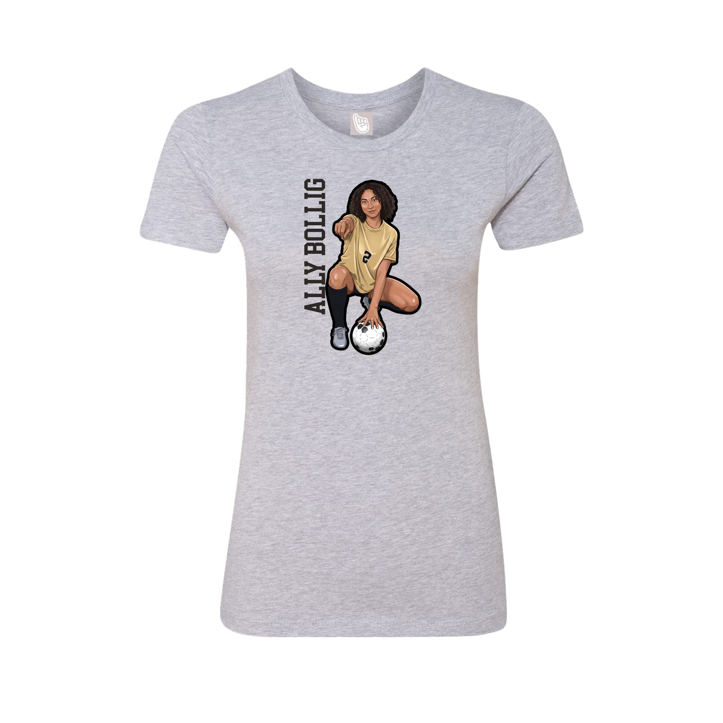 Womens Tee — Name Vertical in Grey