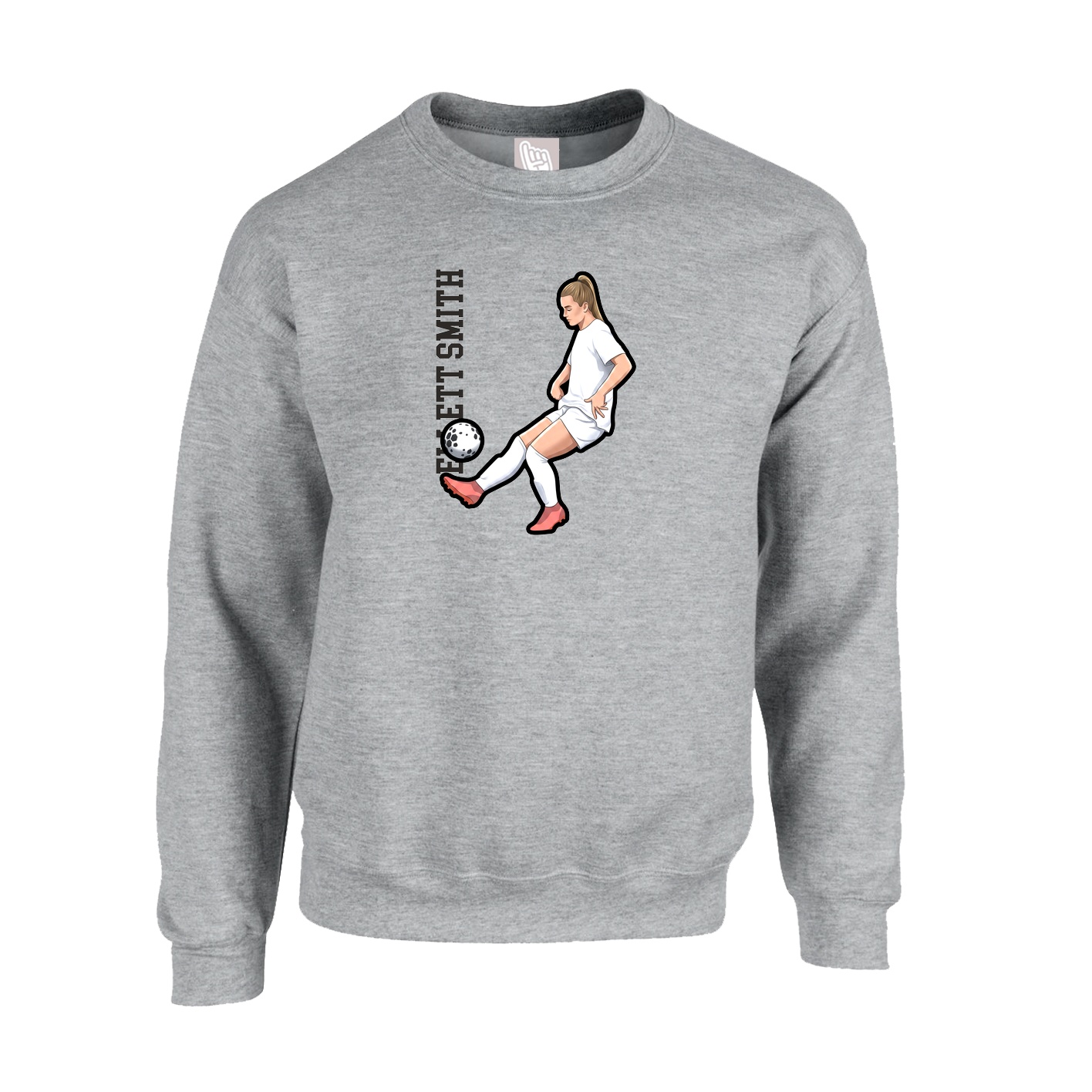 Fleece Crew — Name Vertical in Grey