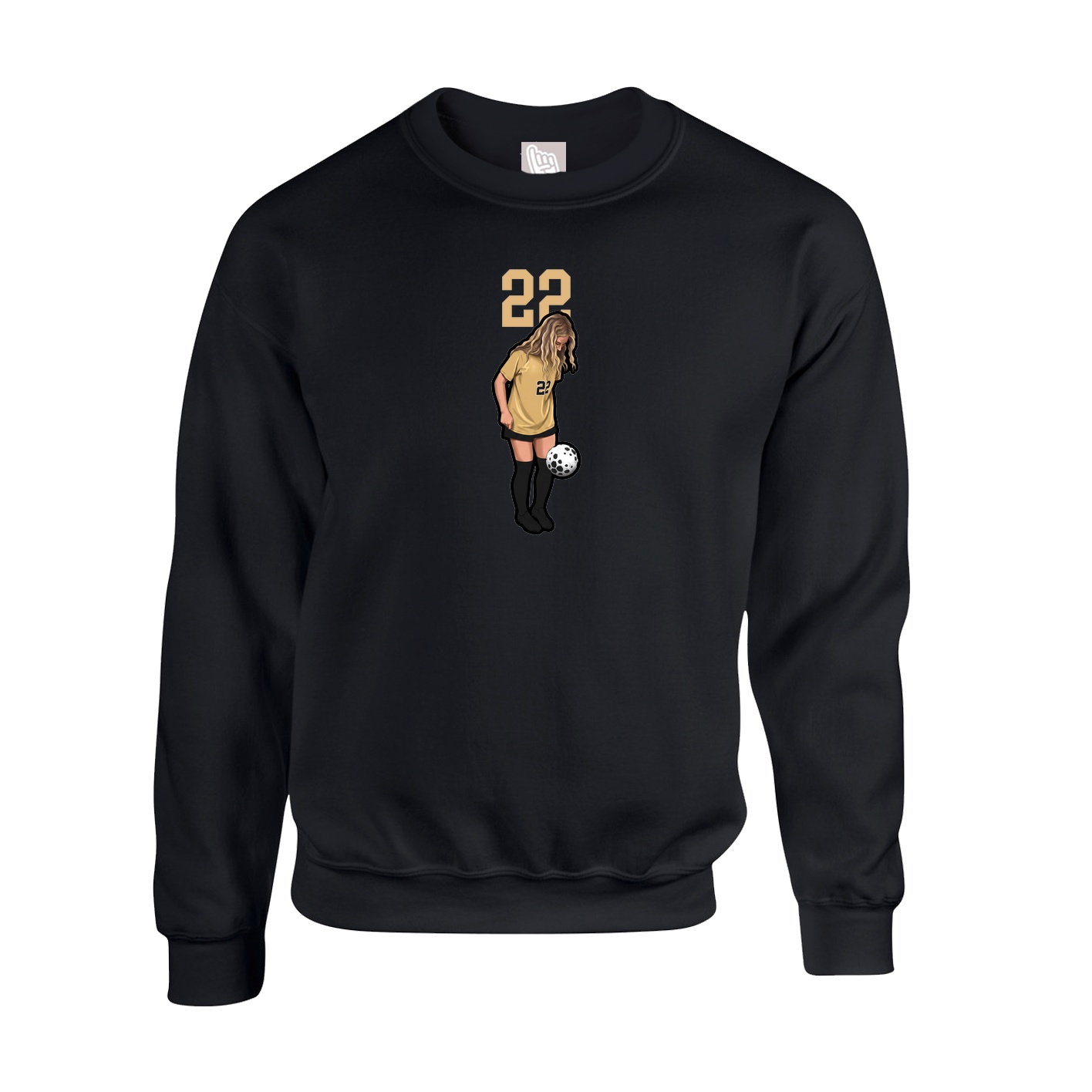 Fleece Crew — Number Top in Black