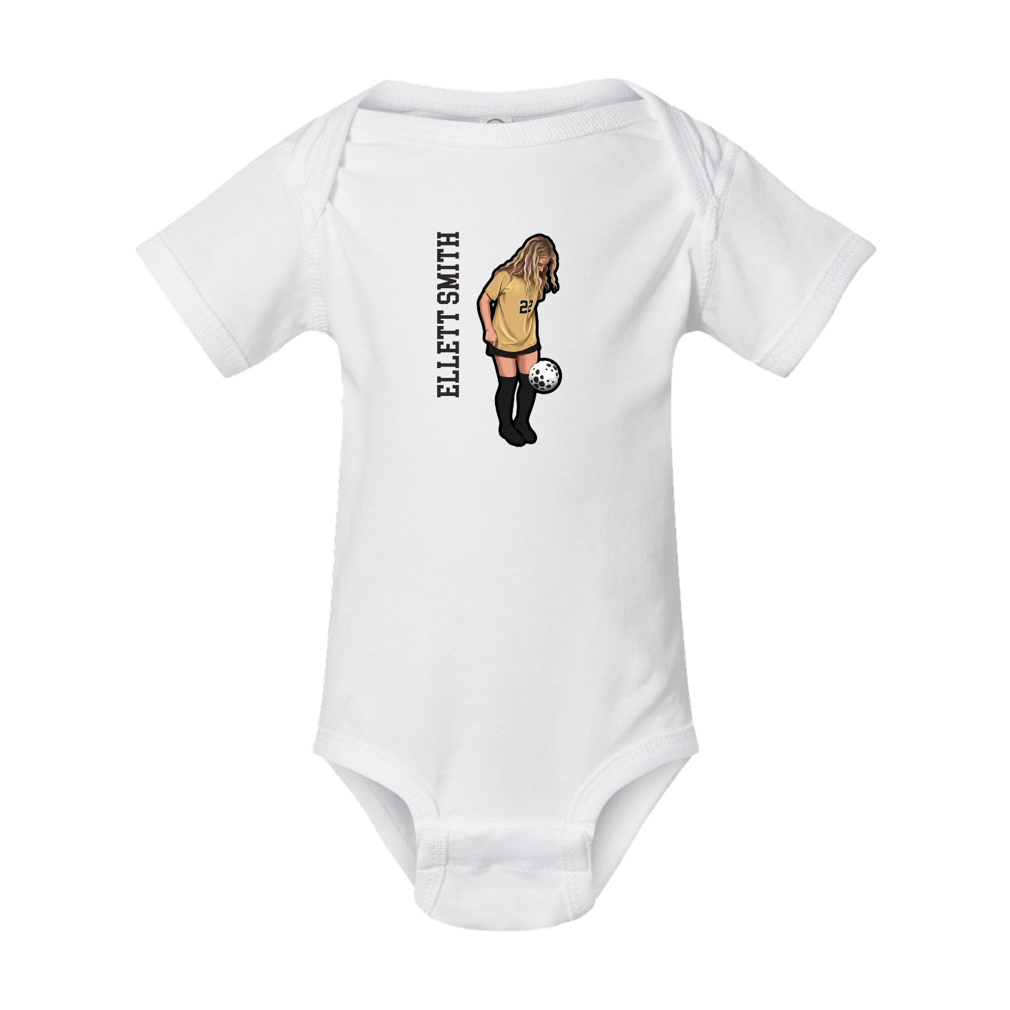 Baby Onesie — Name Vertical in White