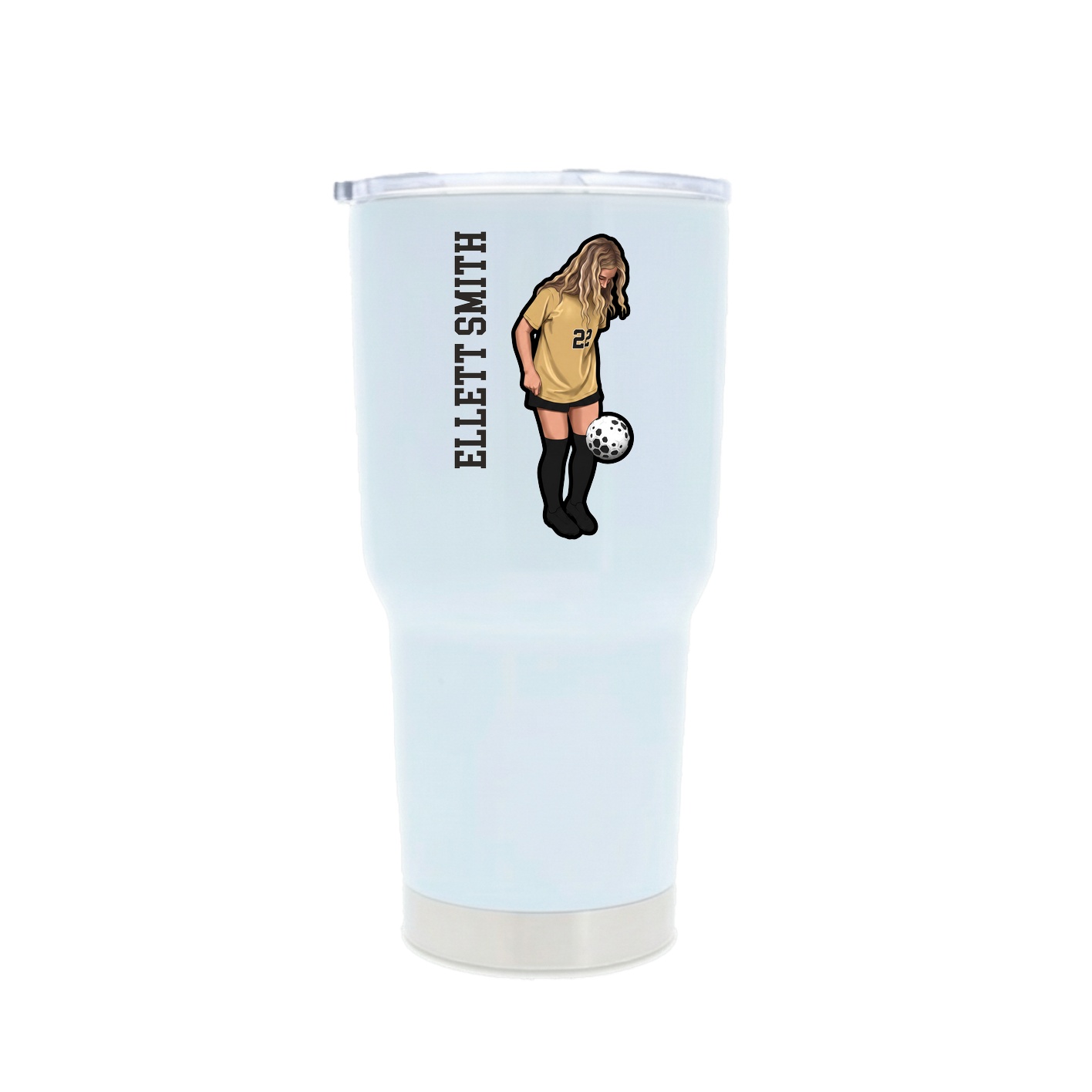 30oz Stainless Steel Tumbler — Name Vertical in White
