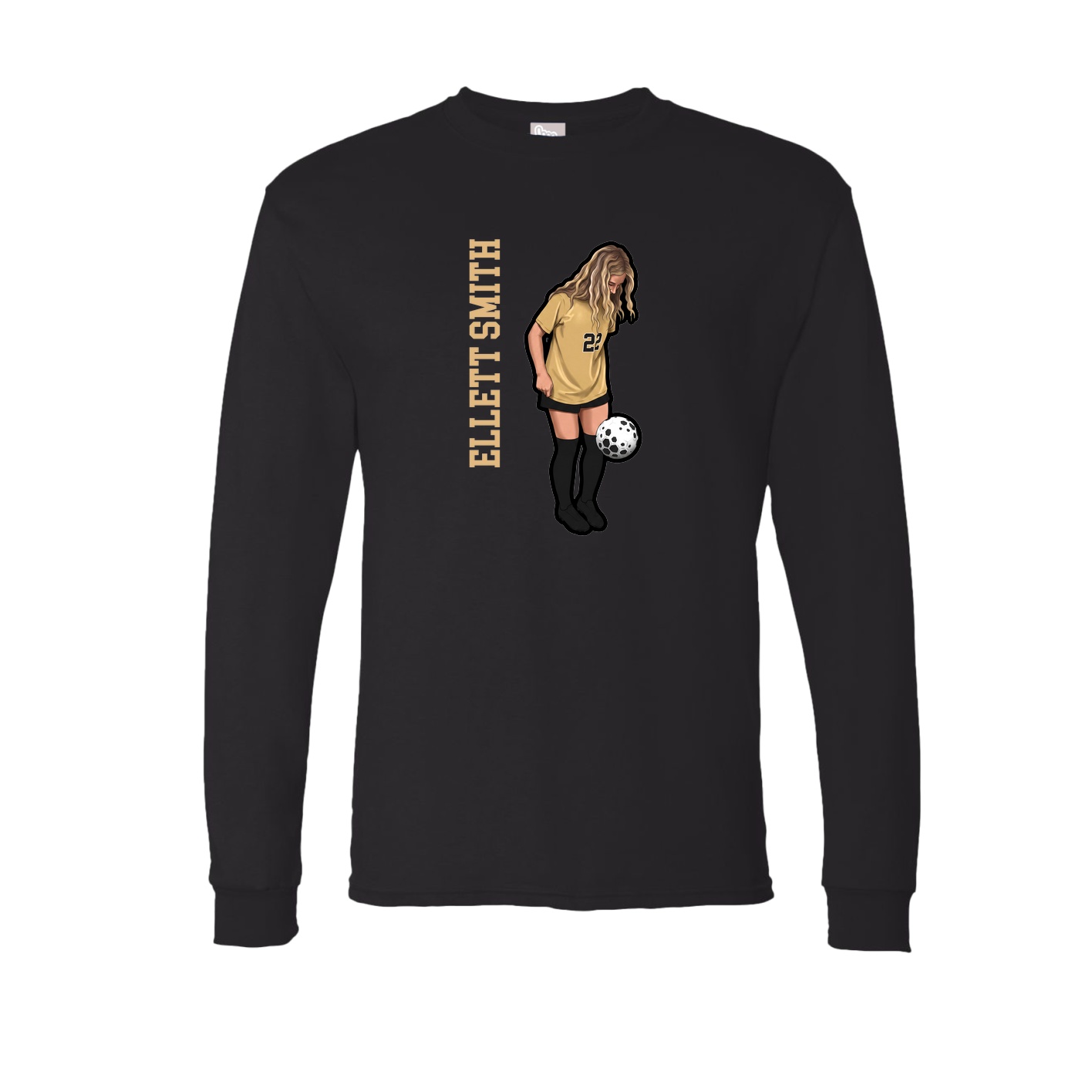 Long Sleeve Tee — Name Vertical in Black