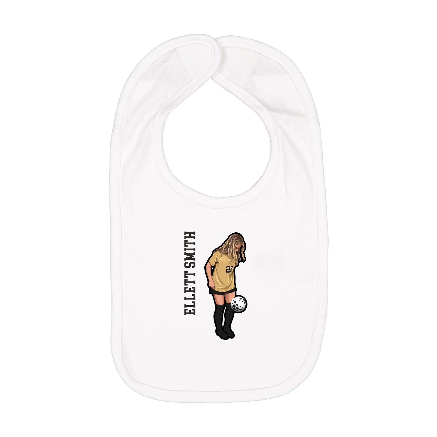 Infant Bib — Name Vertical in White