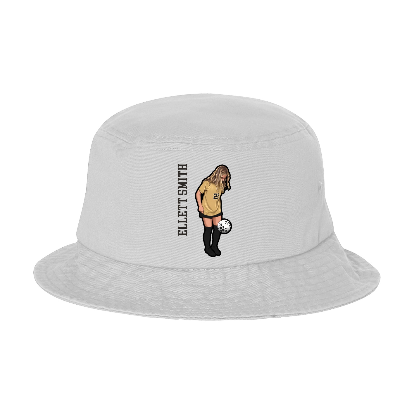 Bucket Cap — Name Vertical in White