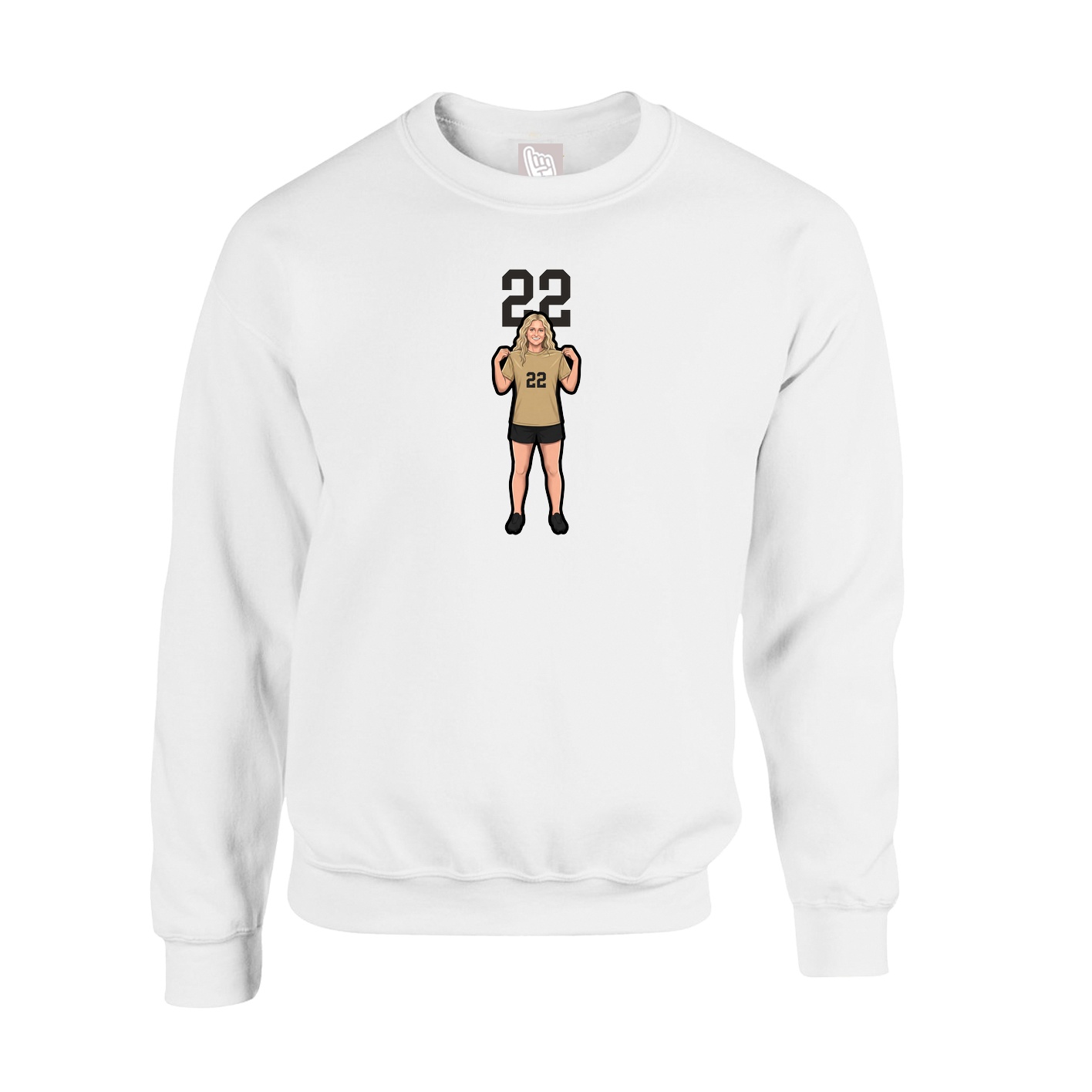 Fleece Crew — Number Top in White