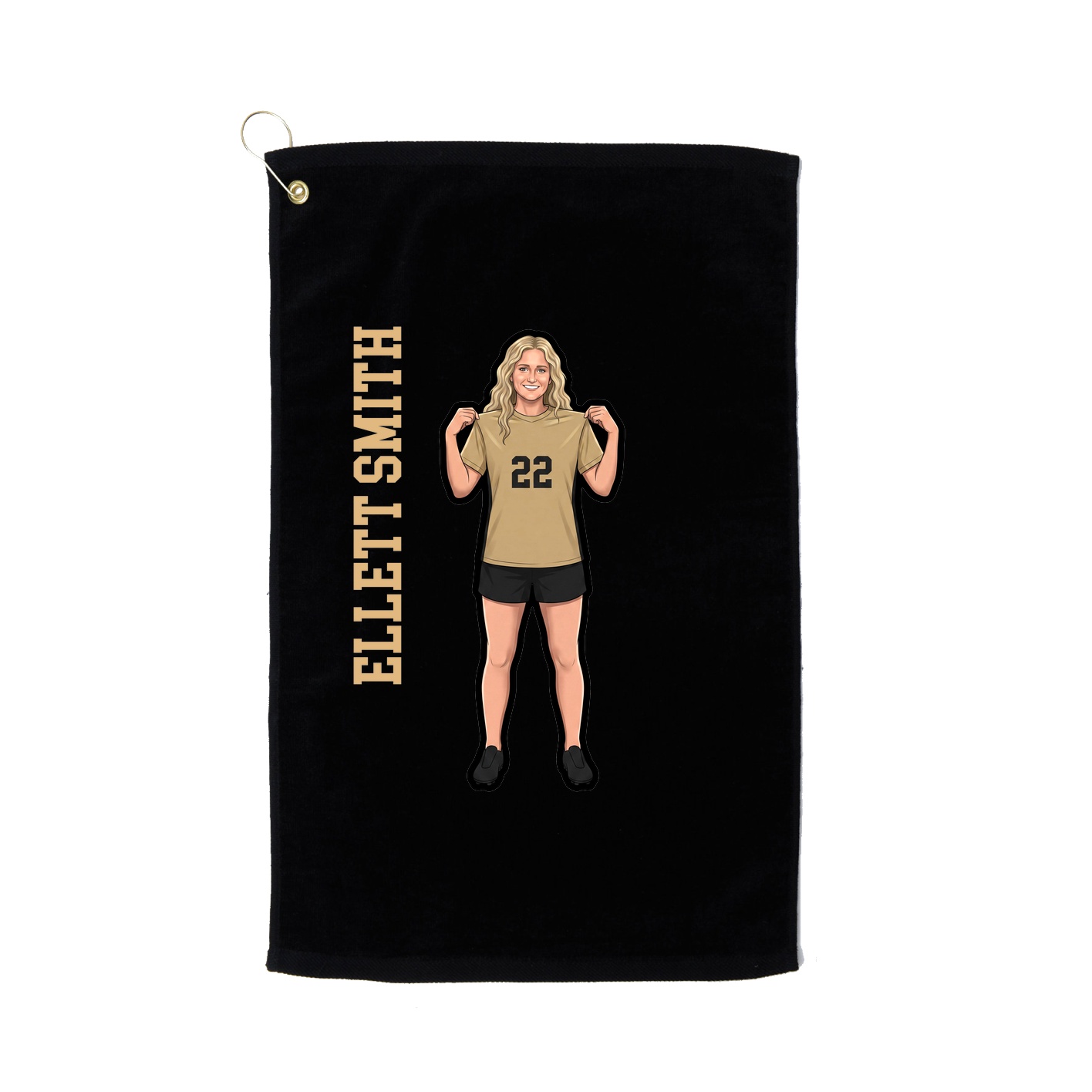 Golf Towel — Name Vertical in Black