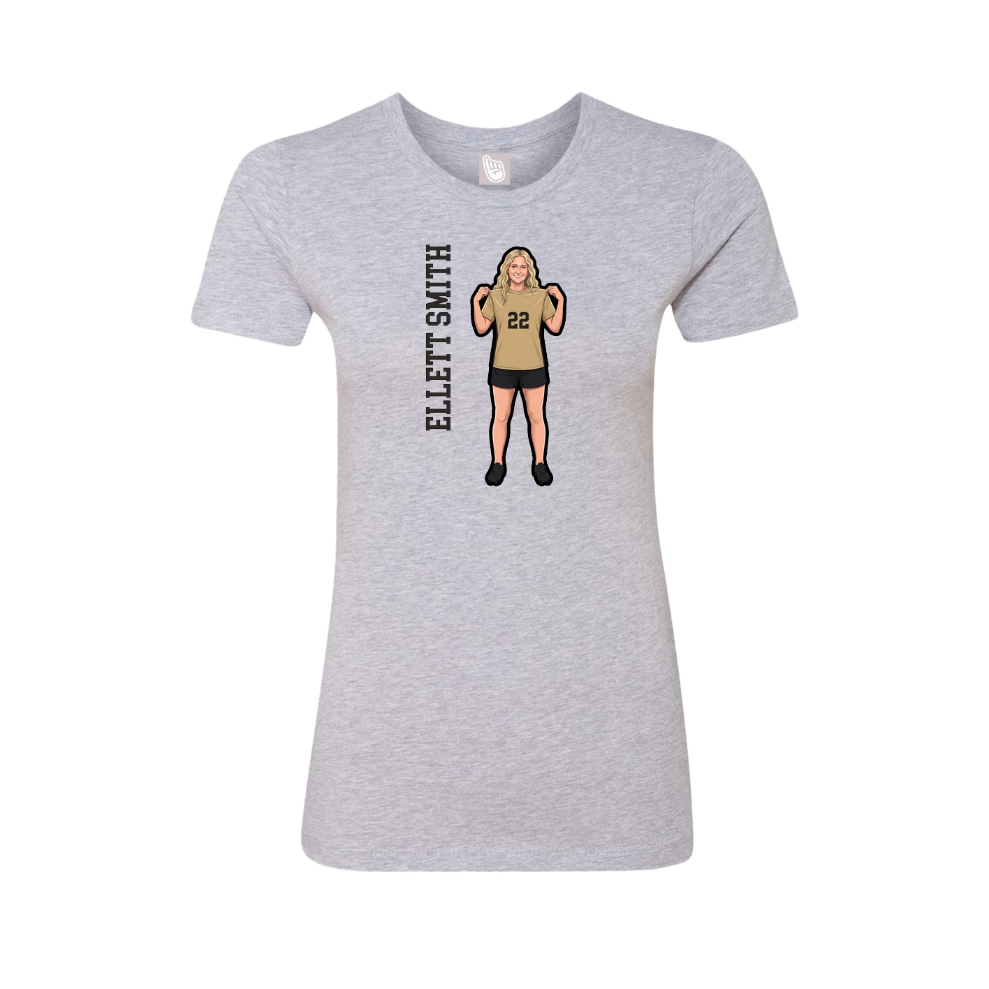 Womens Tee — Name Vertical in Grey