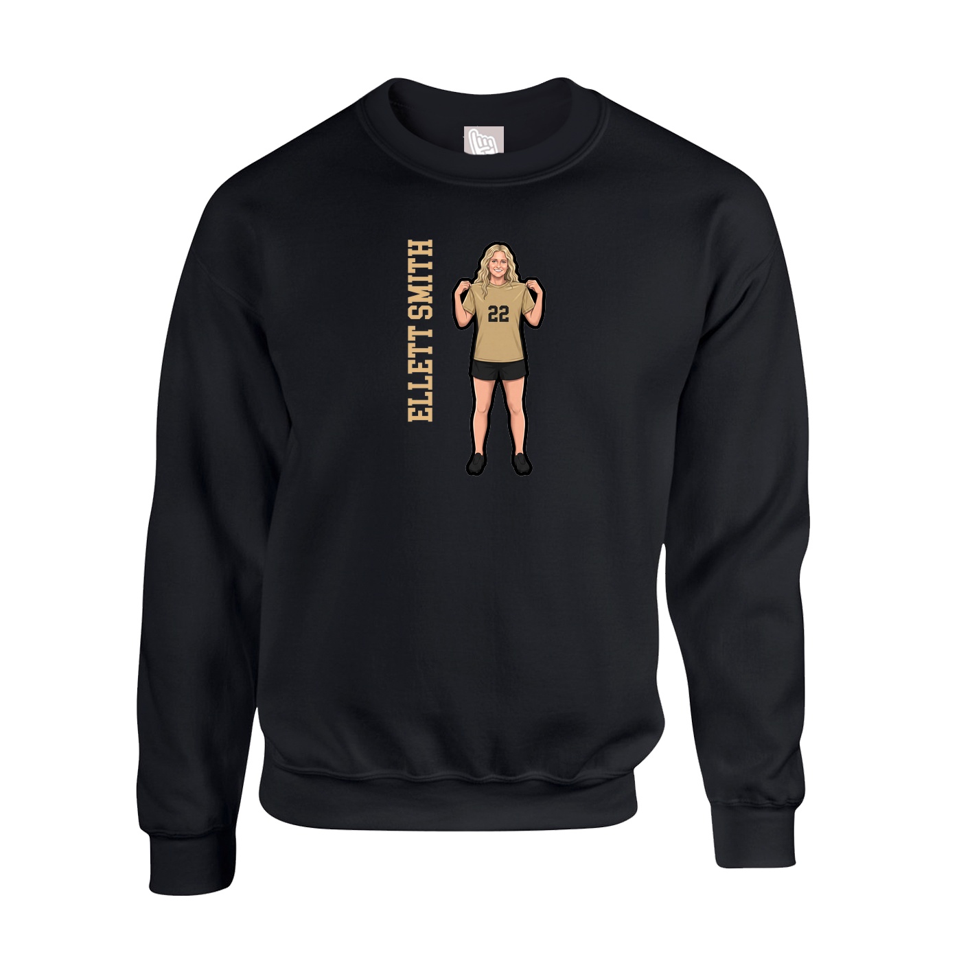 Fleece Crew — Name Vertical in Black