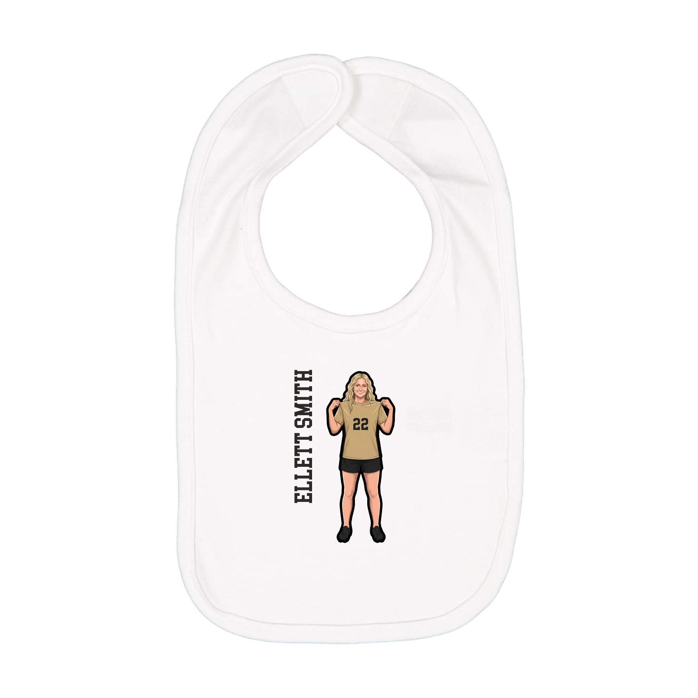 Infant Bib — Name Vertical in White