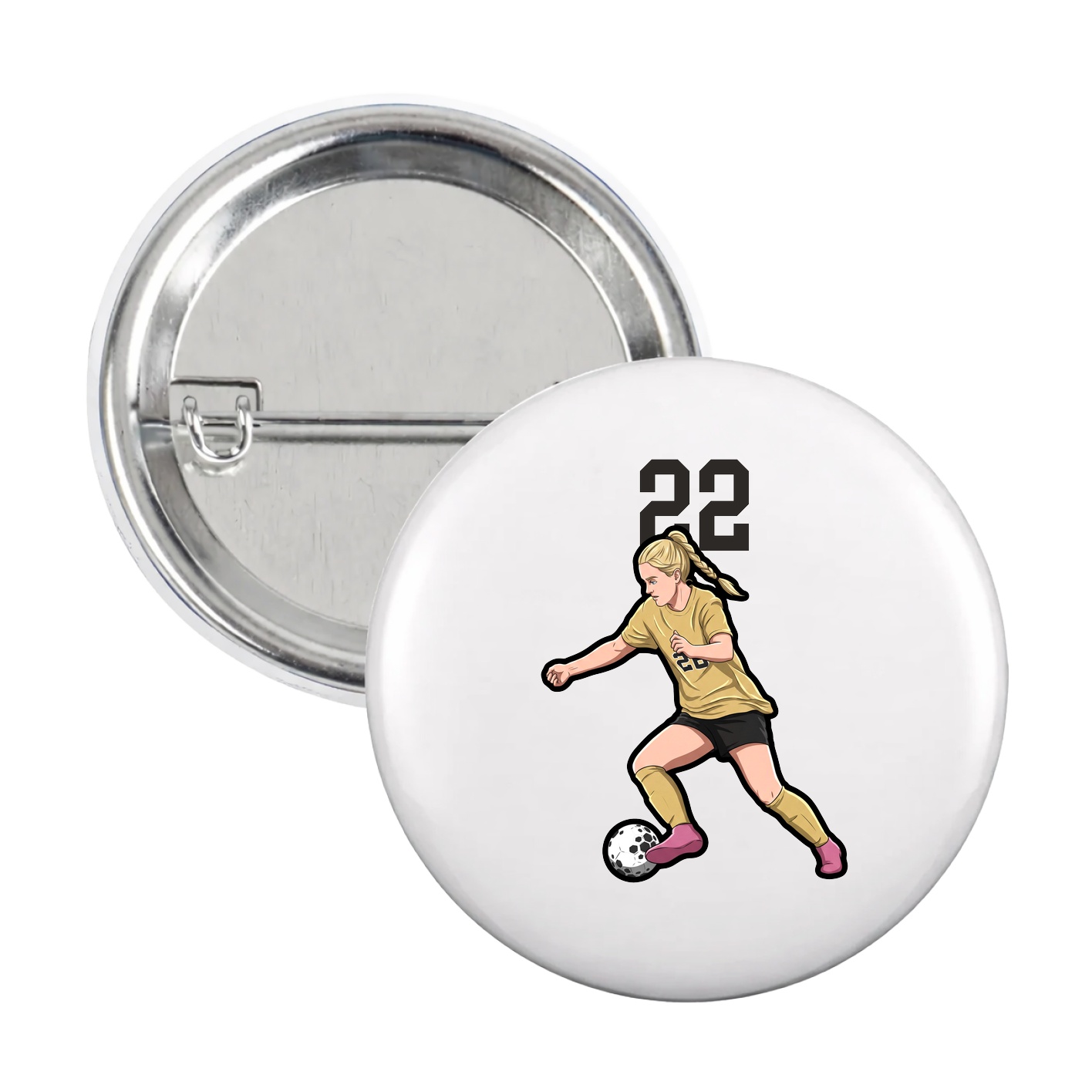 Game Day Button — Number Top in White