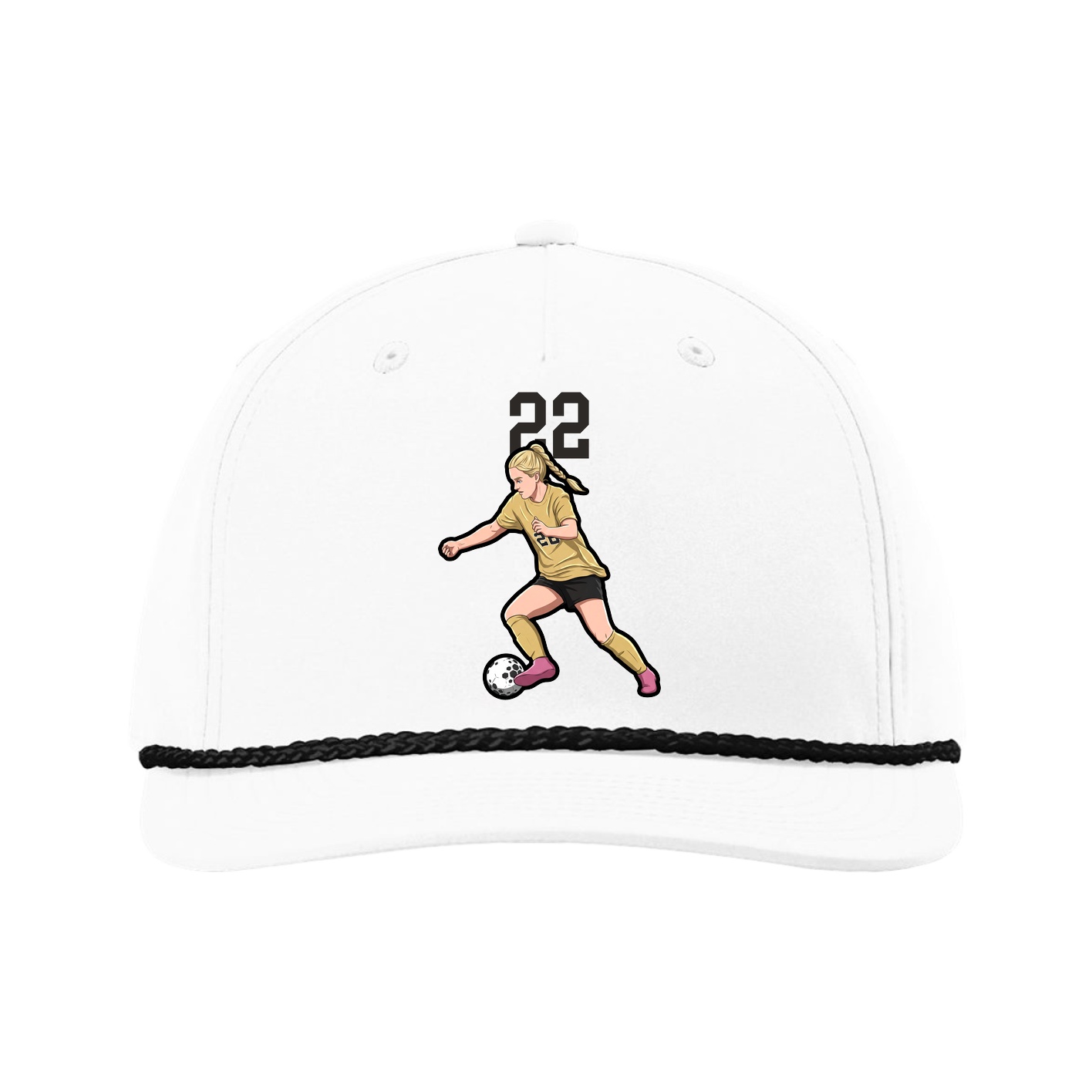 Five-Panel Classic Rope Cap — Number Top in White