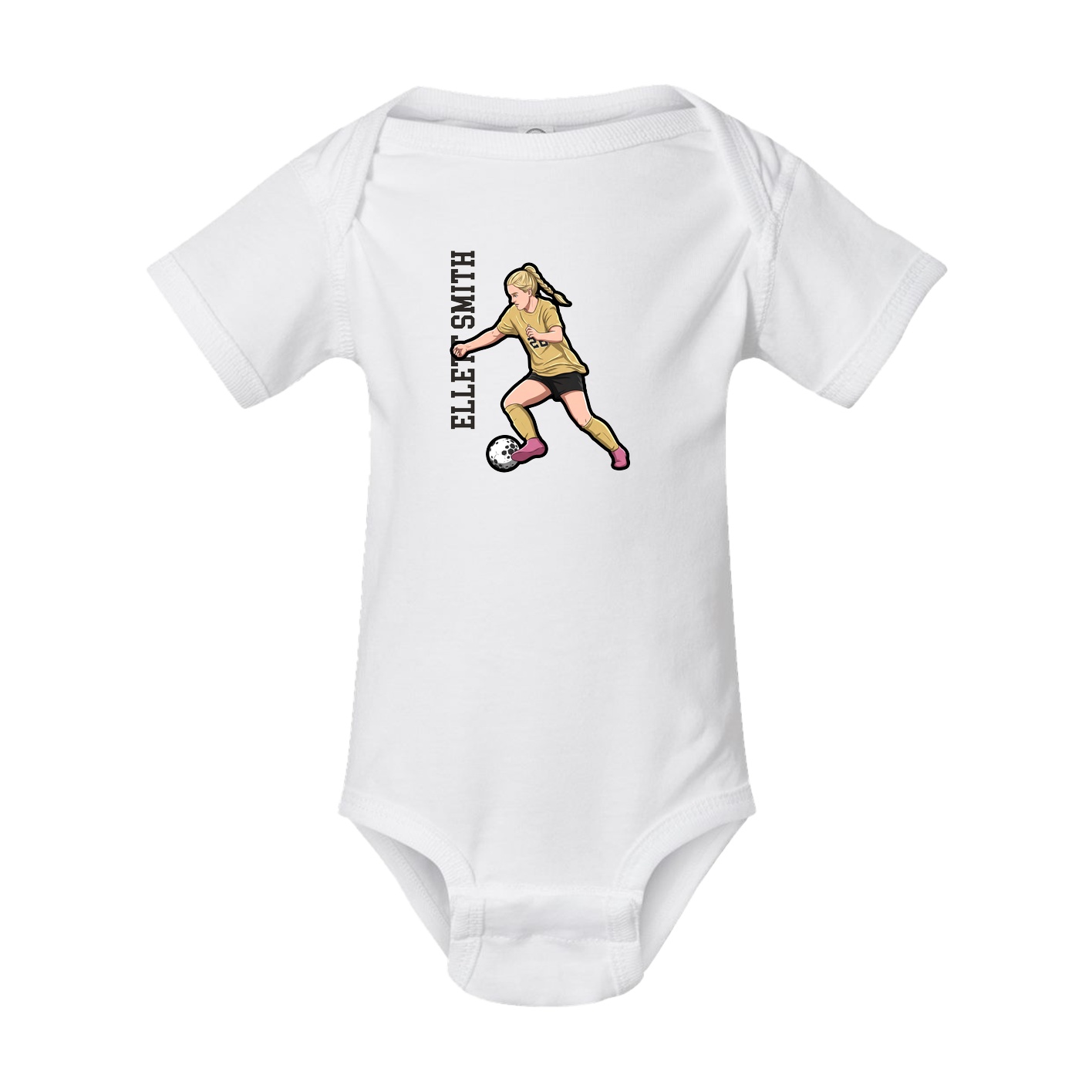 Baby Onesie — Name Vertical in White