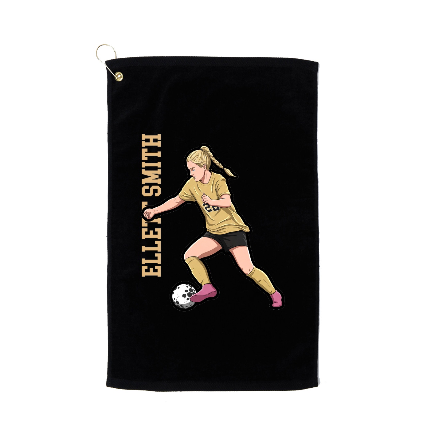Golf Towel — Name Vertical in Black