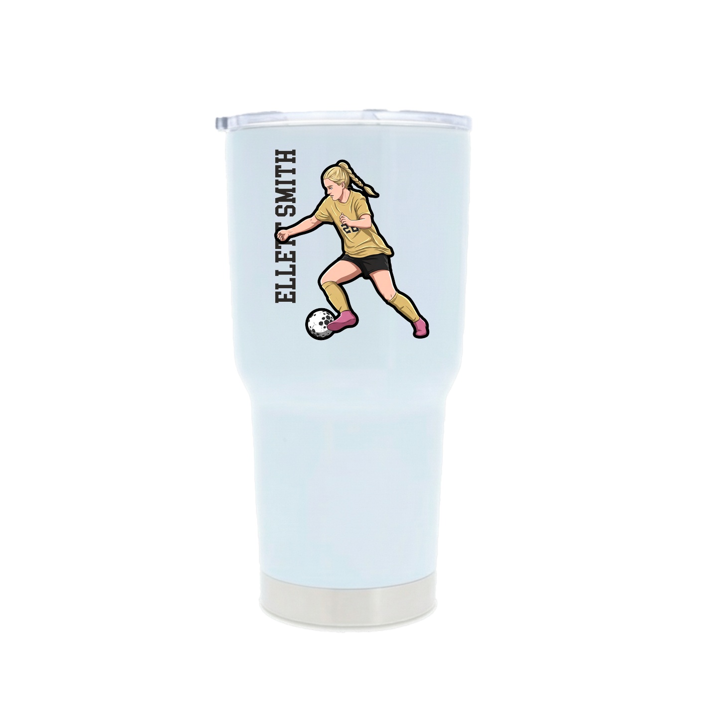 30oz Stainless Steel Tumbler — Name Vertical in White