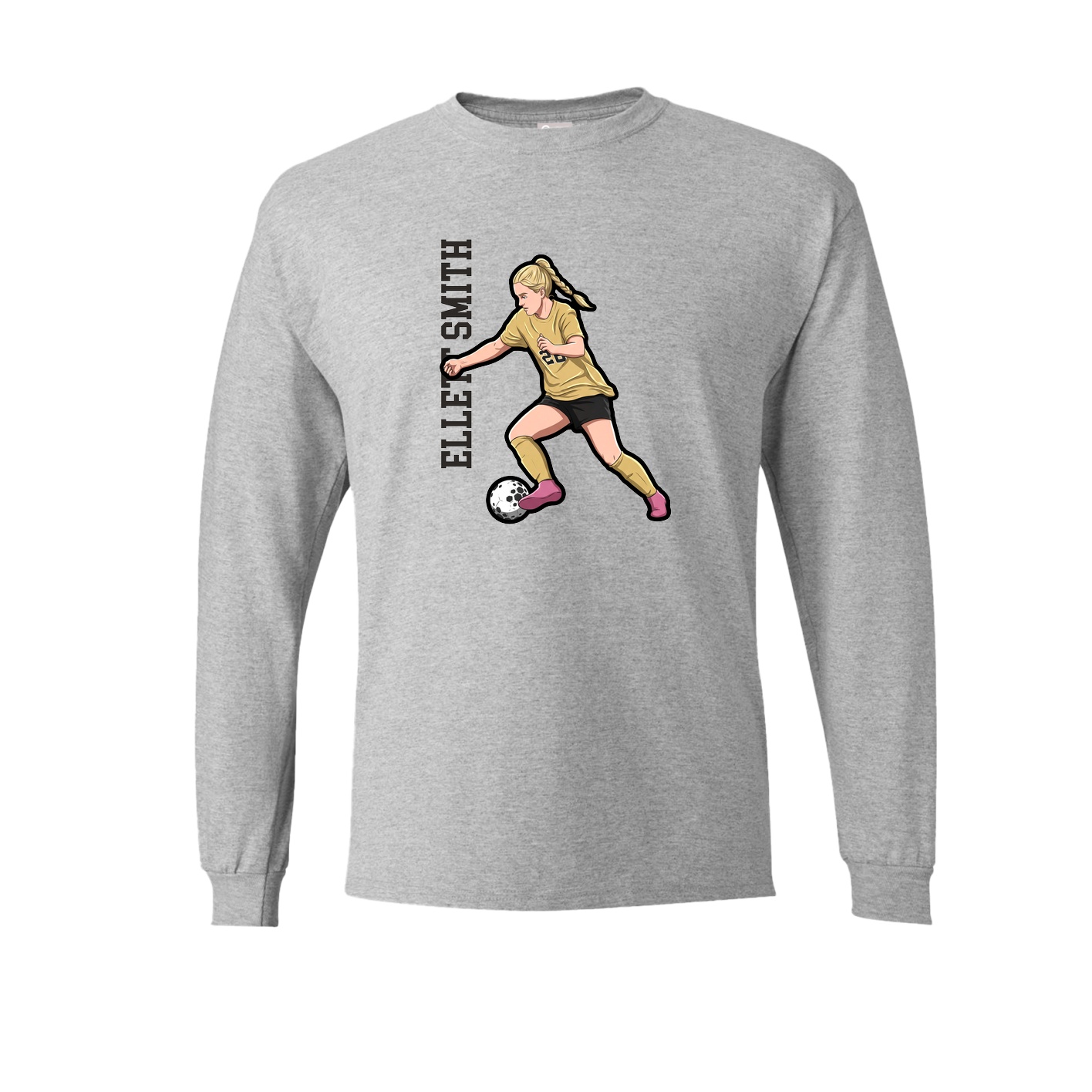 Long Sleeve Tee — Name Vertical in Grey