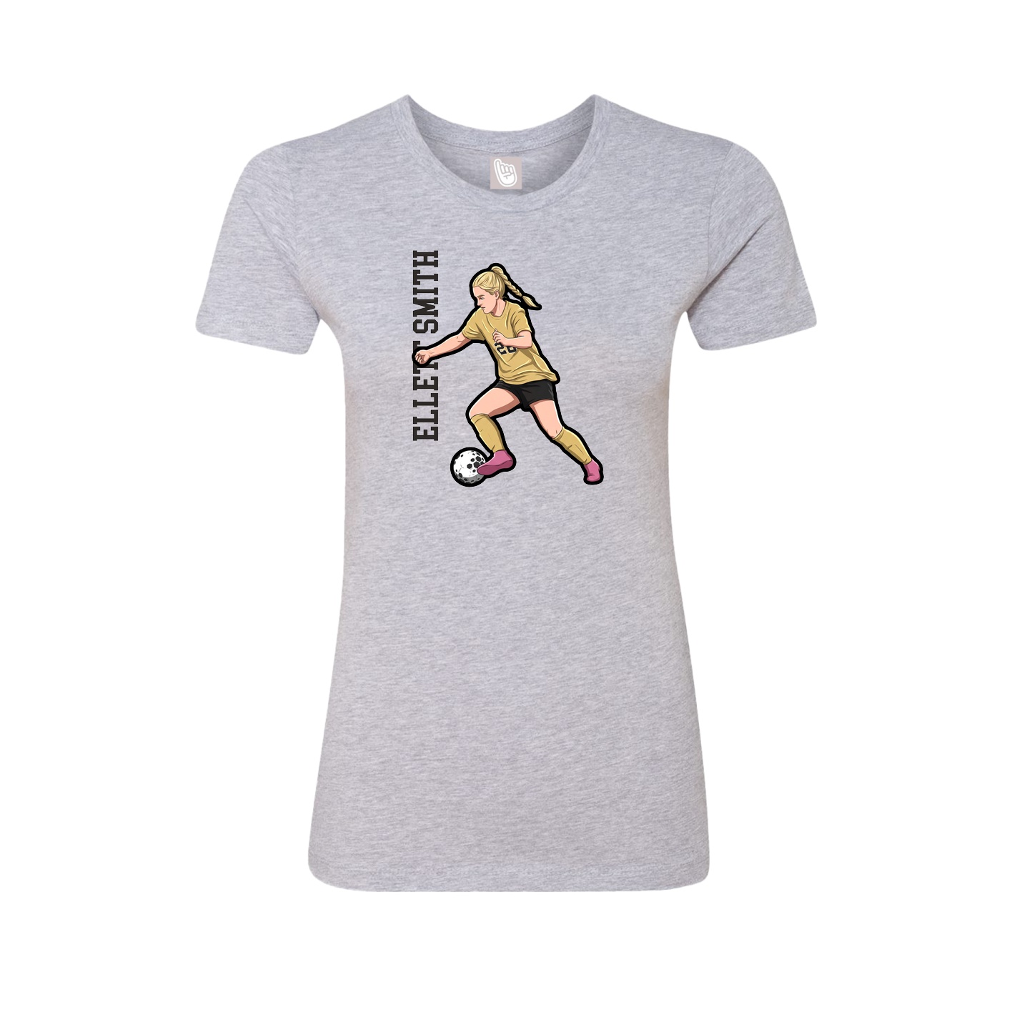 Womens Tee — Name Vertical in Grey