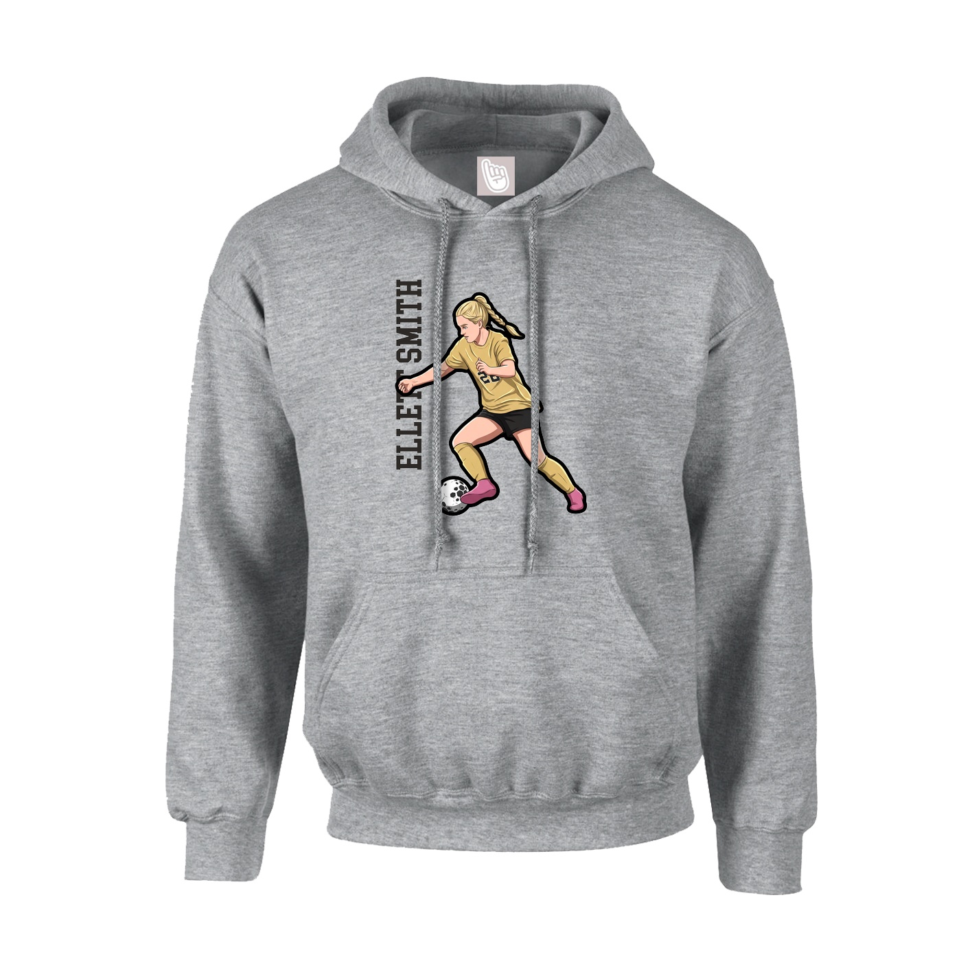Youth Hoodie — Name Vertical in Grey