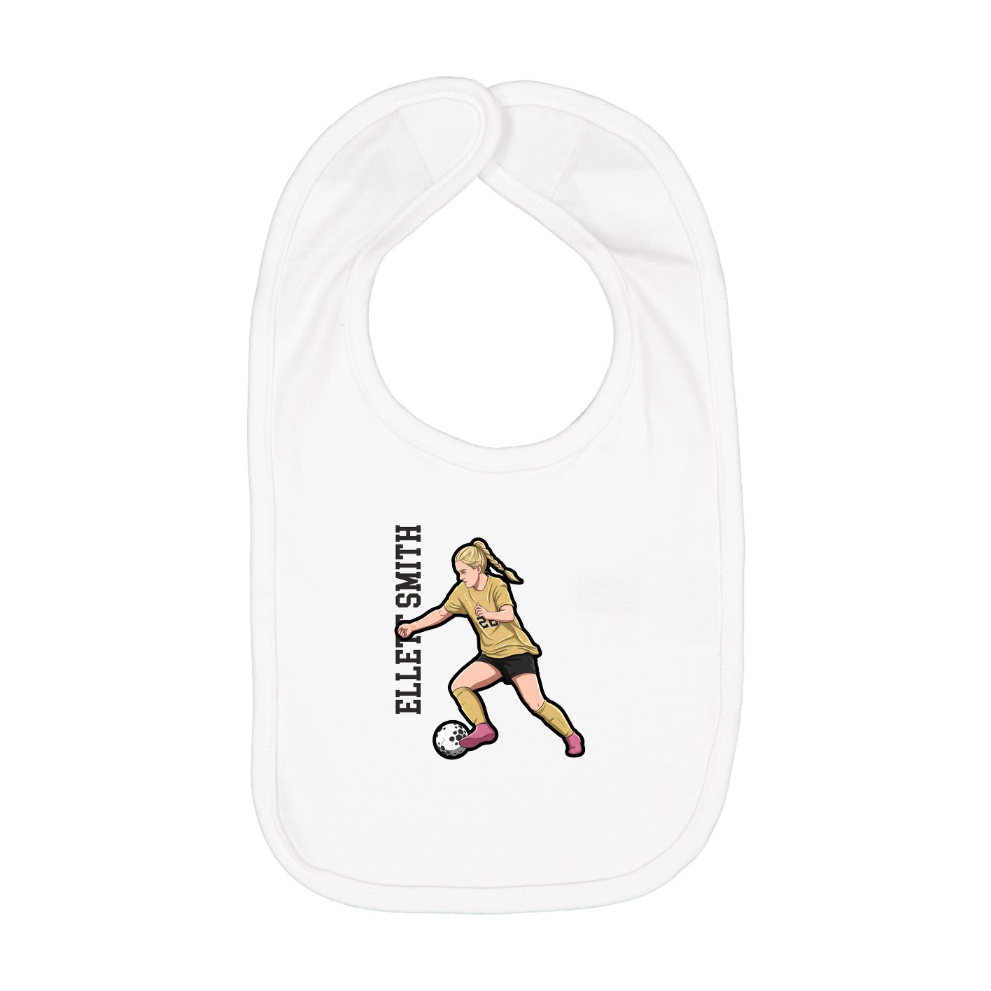 Infant Bib — Name Vertical in White