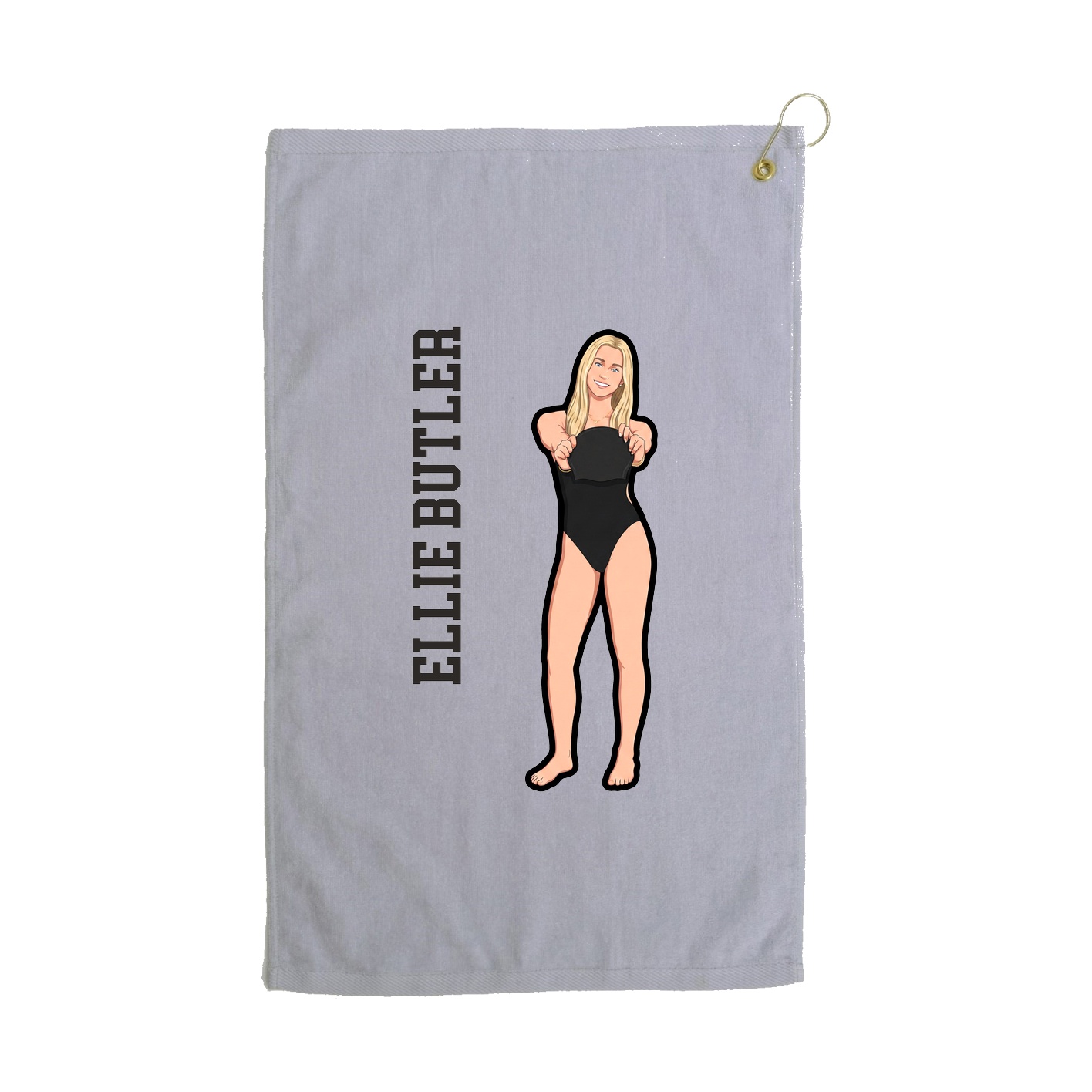 Golf Towel — Name Vertical in Grey