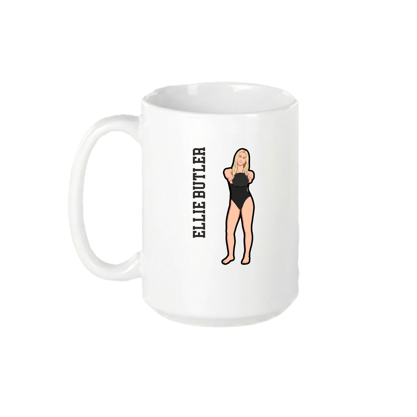 15oz Coffee Mug — Name Vertical in White