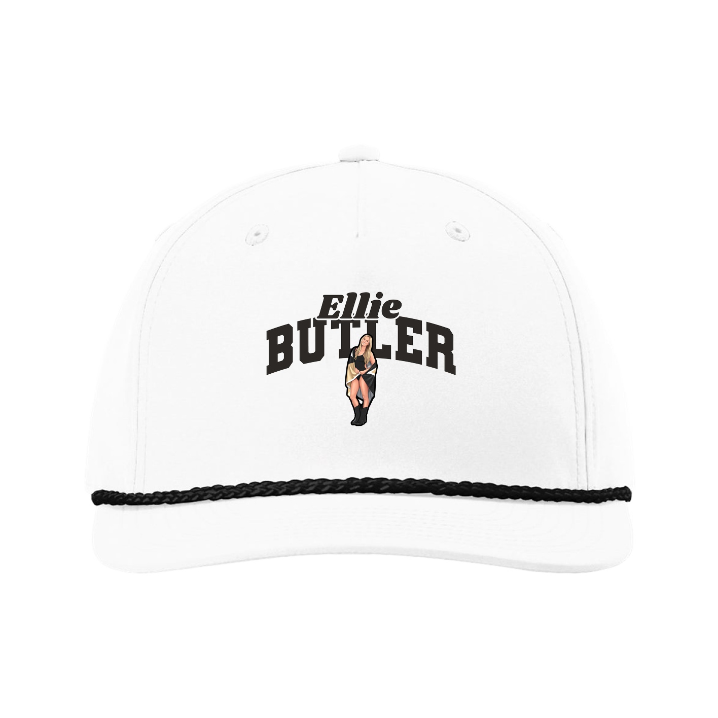 Five-Panel Classic Rope Cap — Signature Arch in White