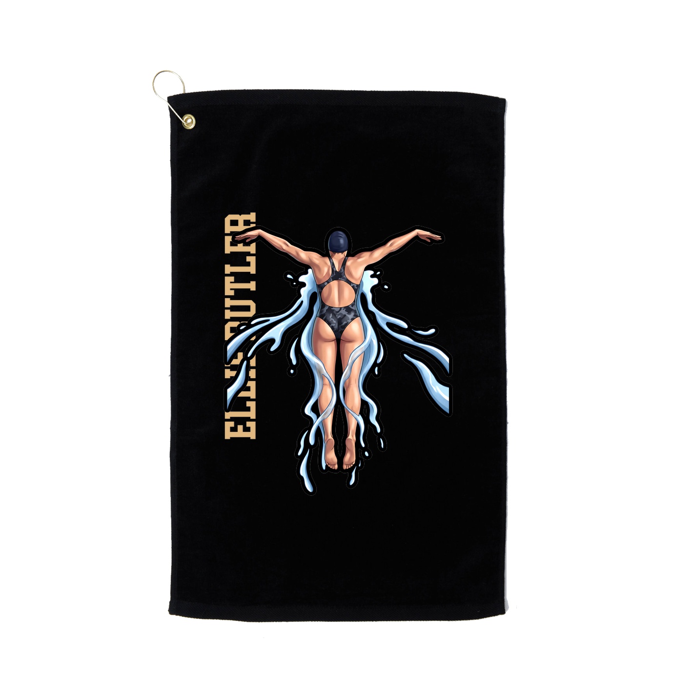 Golf Towel — Name Vertical in Black