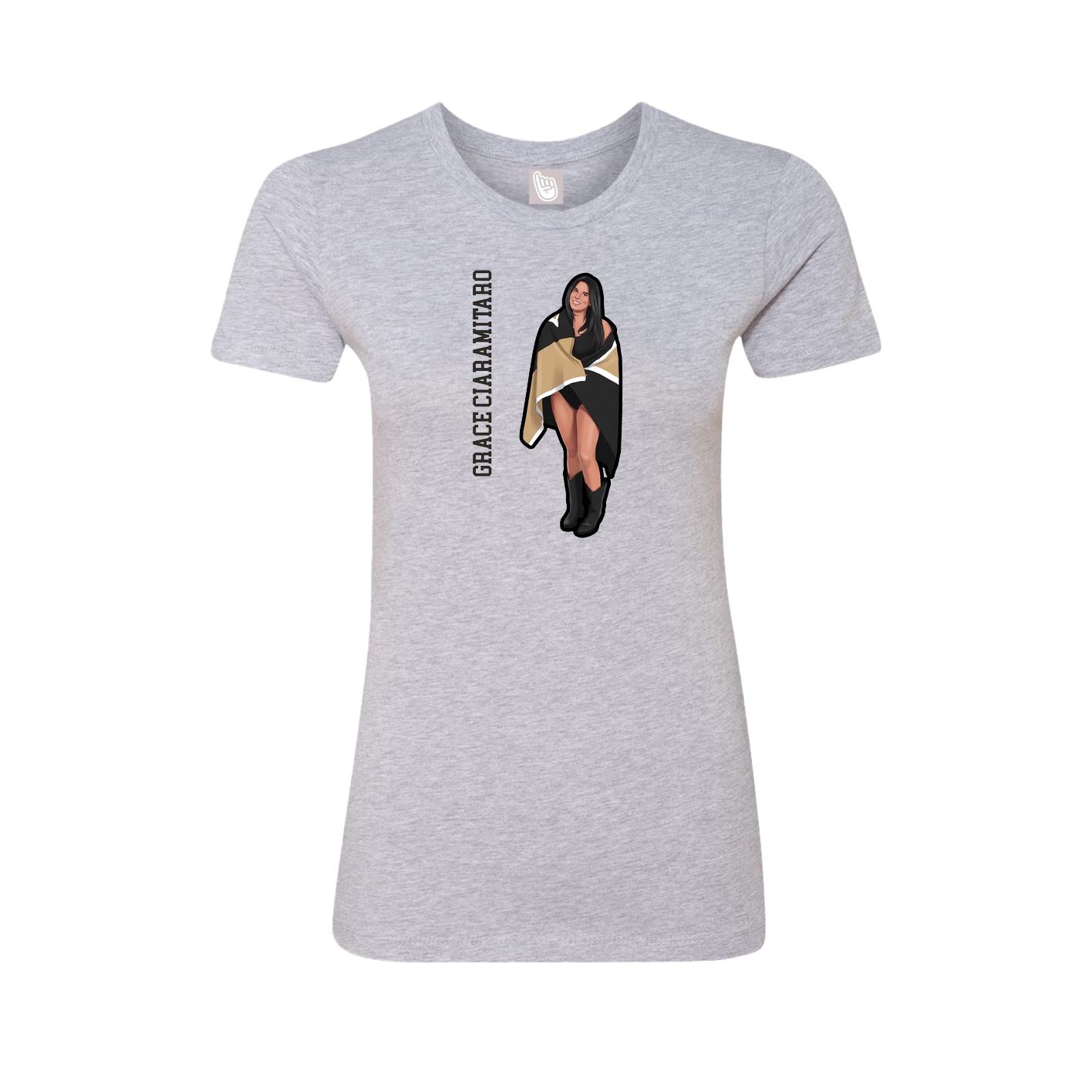 Fitted Women's Tee — Name Vertical in Grey