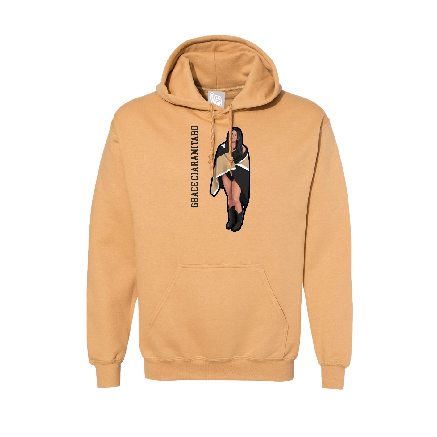 Hoodie — Name Vertical in Vegas Gold