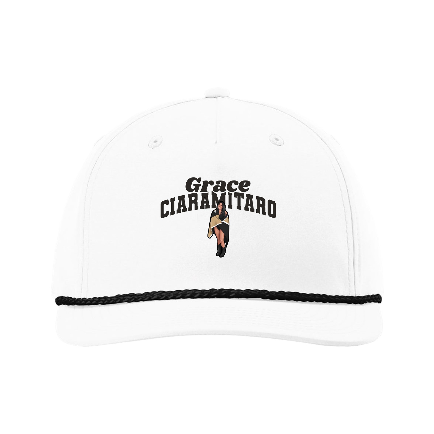 Five-Panel Classic Rope Cap — Signature Arch in White