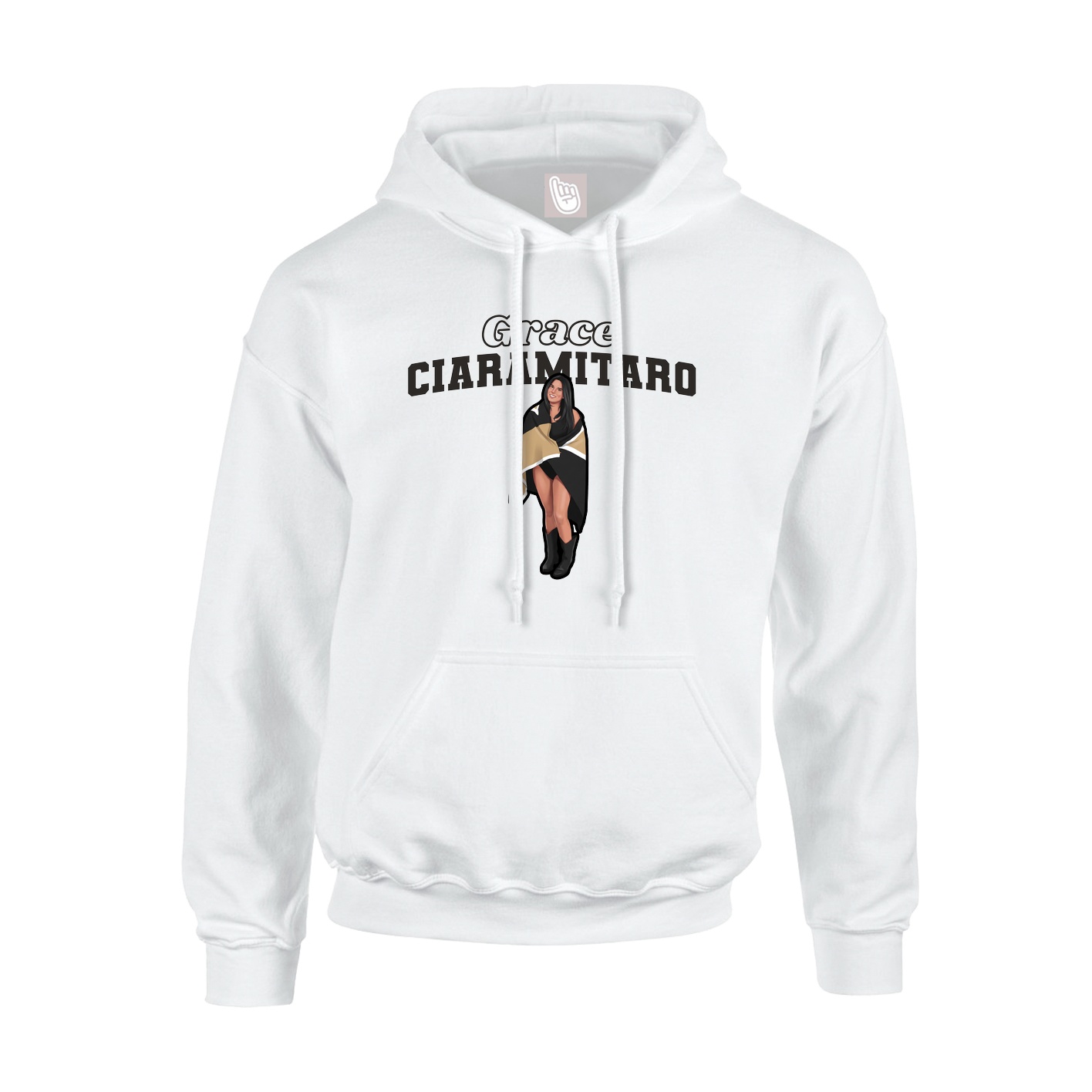 Youth Hoodie — Name Arch in White