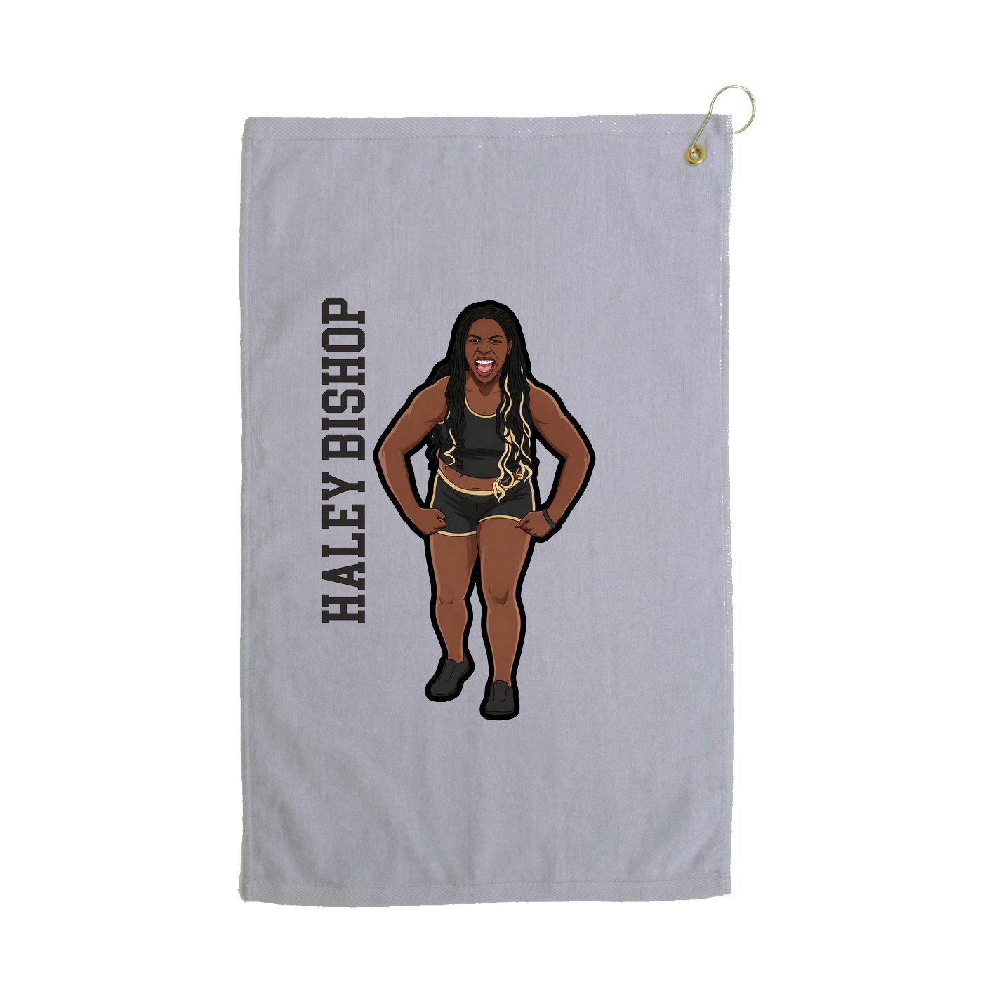 Golf Towel — Name Vertical in Grey