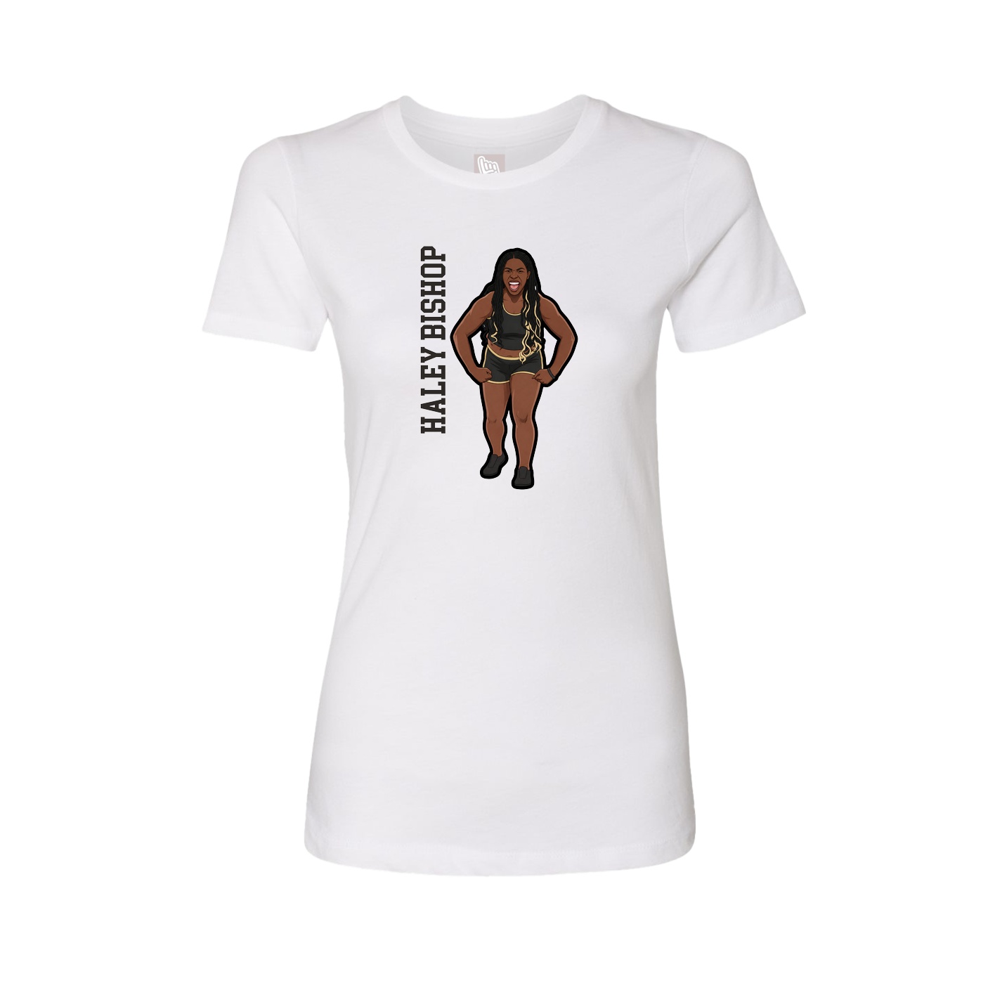 Fitted Women's Tee — Name Vertical in White