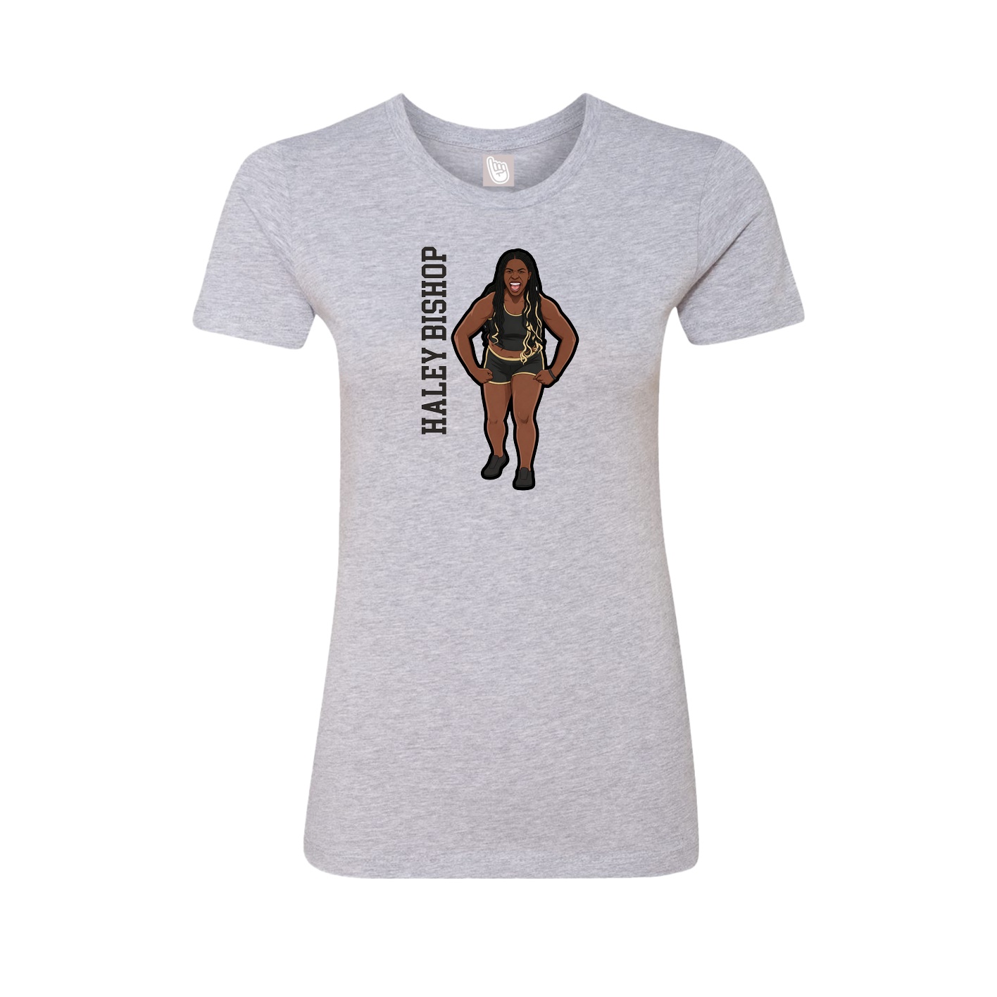 Fitted Women's Tee — Name Vertical in Grey