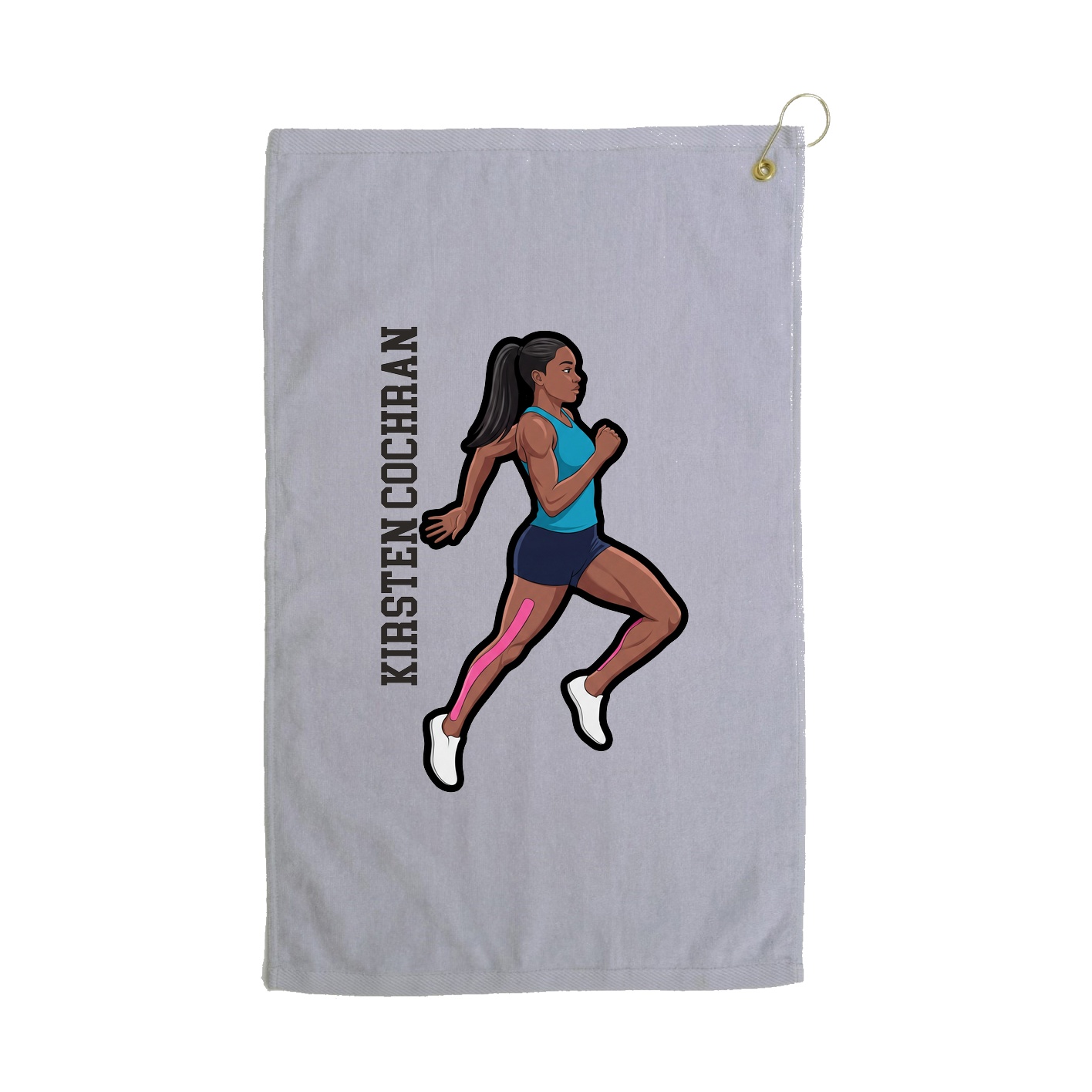 Golf Towel — Name Vertical in Grey
