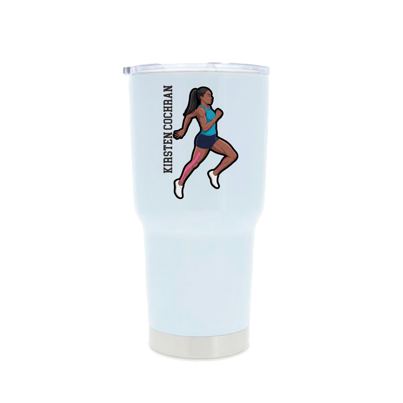 30oz Stainless Steel Tumbler — Name Vertical in White