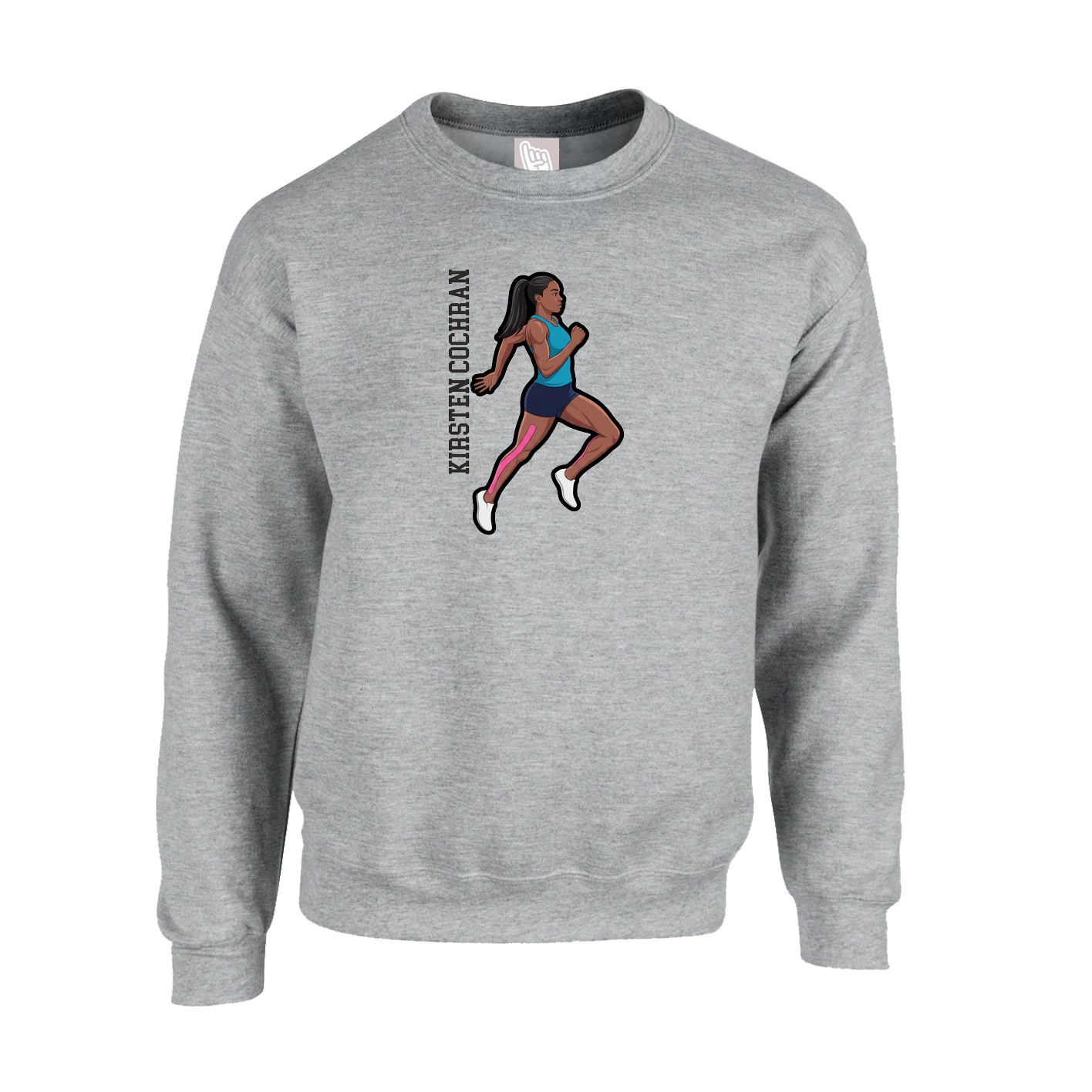 Fleece Crew — Name Vertical in Grey
