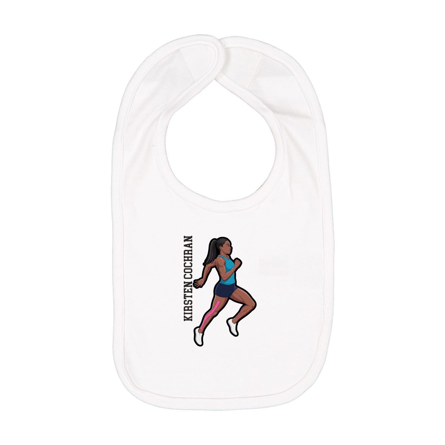 Infant Bib — Name Vertical in White