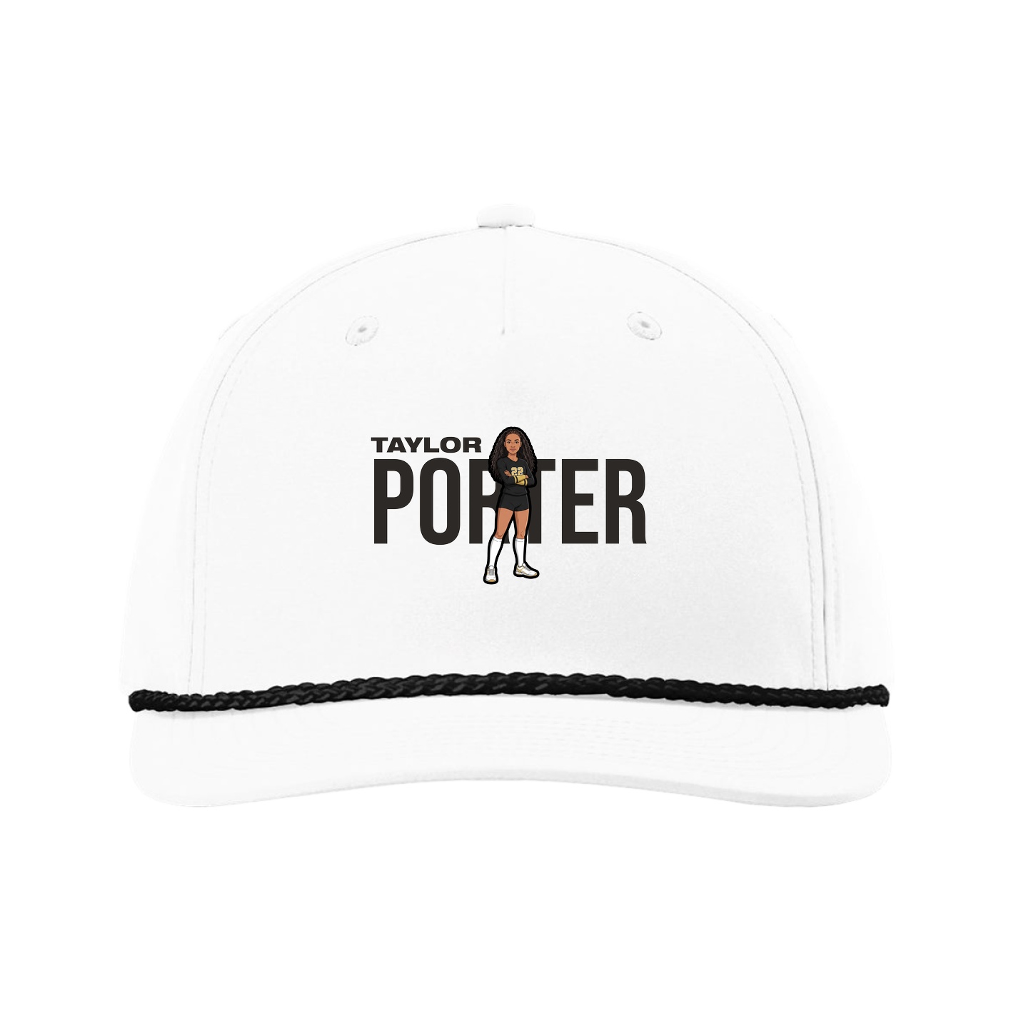 Five-Panel Classic Rope Cap — Player Name in White