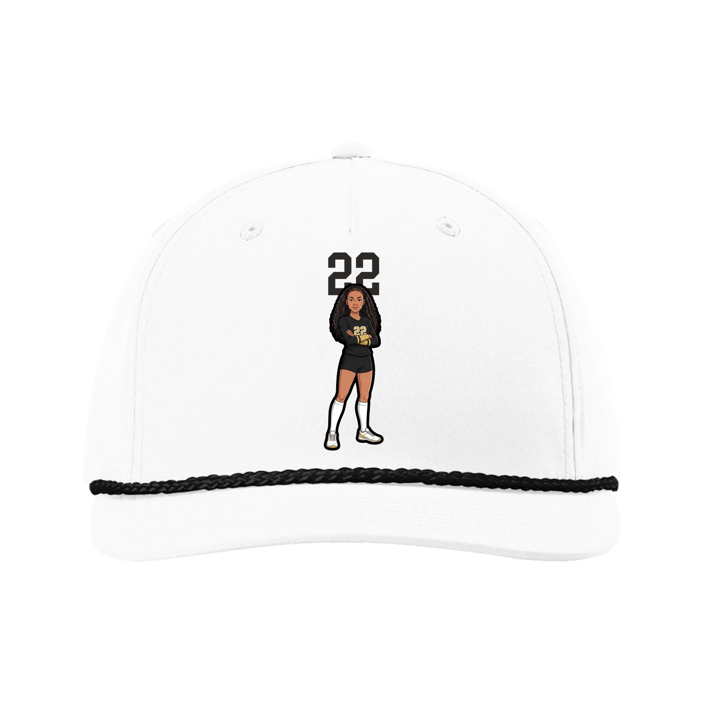 Five-Panel Classic Rope Cap — Number Top in White