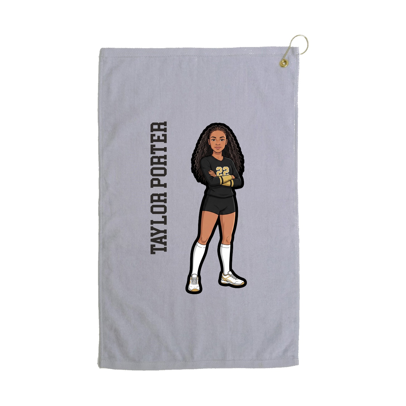Golf Towel — Name Vertical in Grey
