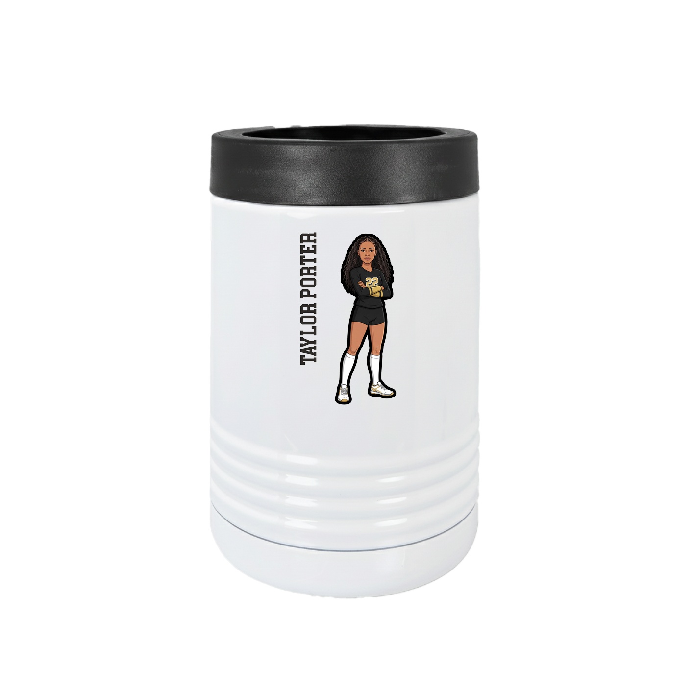 Beverage Holder — Name Vertical in White