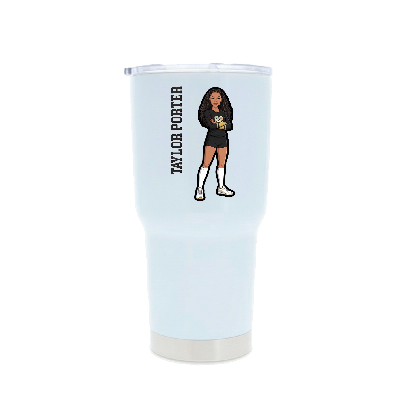 30oz Stainless Steel Tumbler — Name Vertical in White
