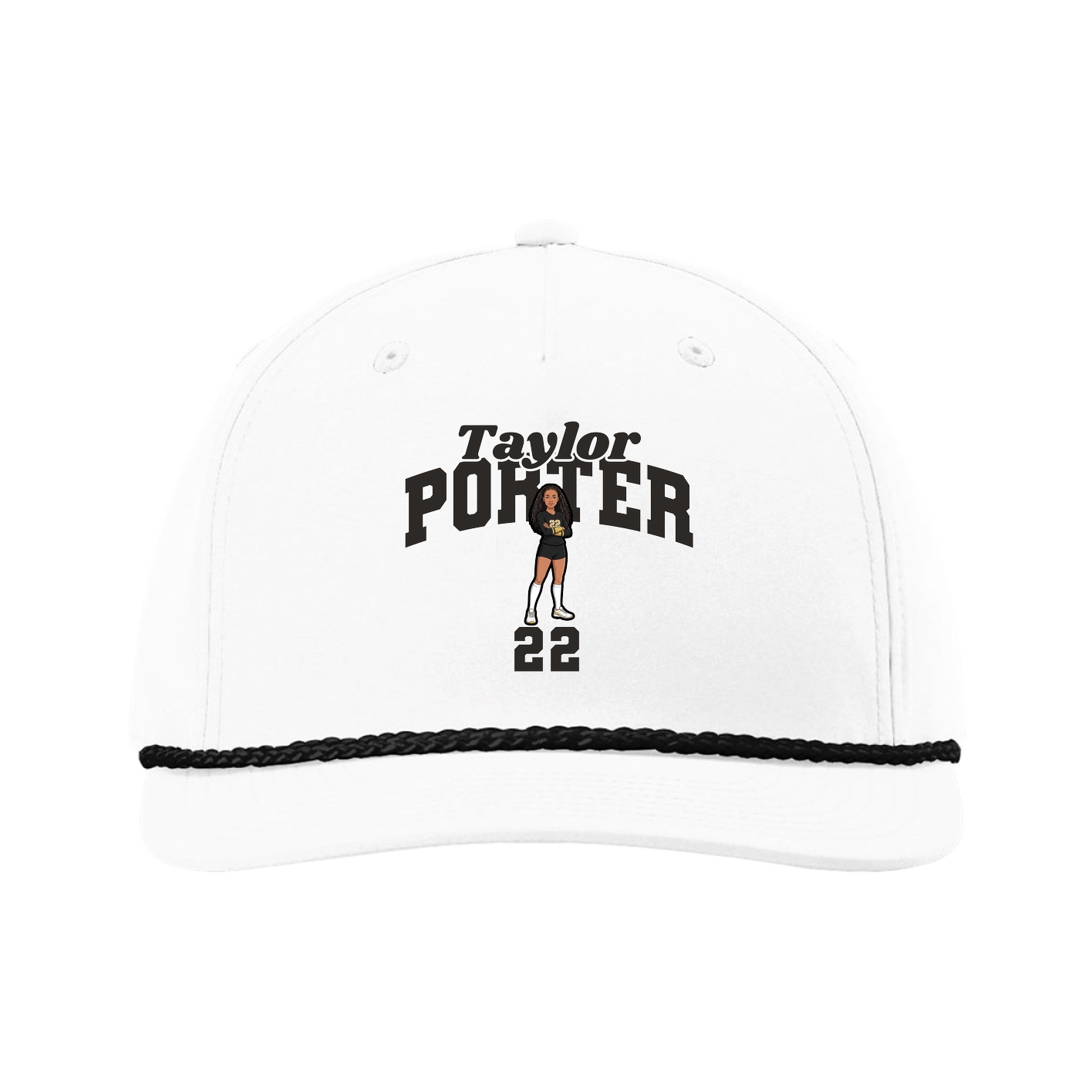 Five-Panel Classic Rope Cap — Signature Arch in White