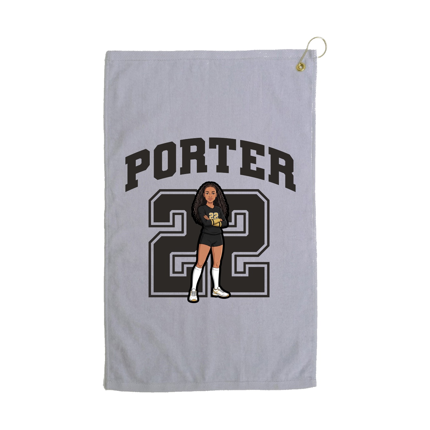 Golf Towel — Number in Grey