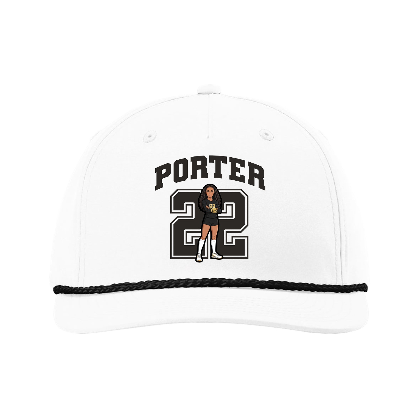 Five-Panel Classic Rope Cap — Number in White