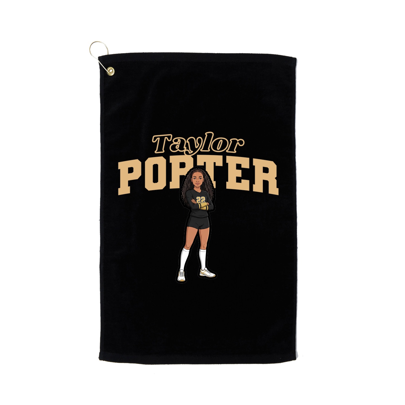 Golf Towel — Name Arch in Black